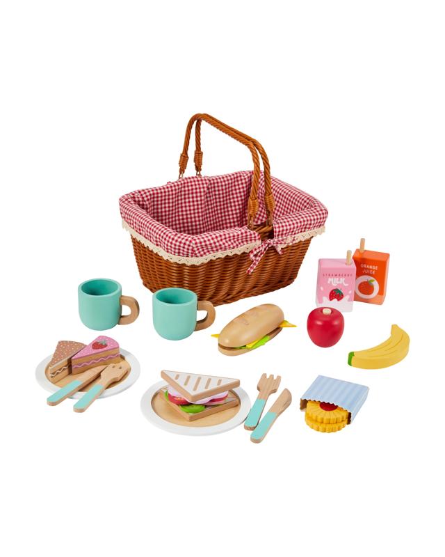 29 Piece Wooden Picnic Basket Pla