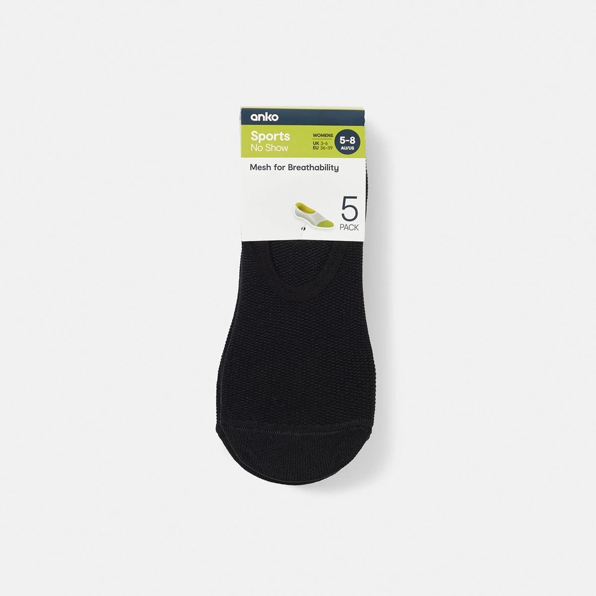 3 5 Pack No Show Sport Socks BLACK, 3 of 3