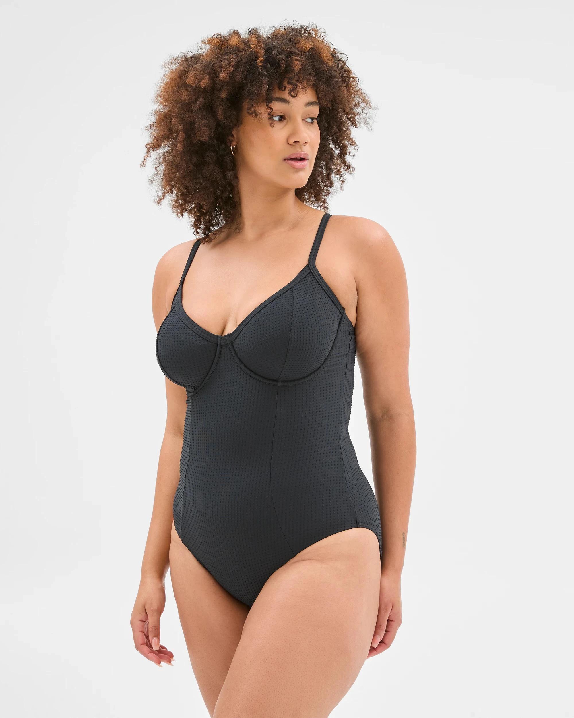 8 Target Resort Textured Half Cup One Piece Bathers BLACK, 8 of 10