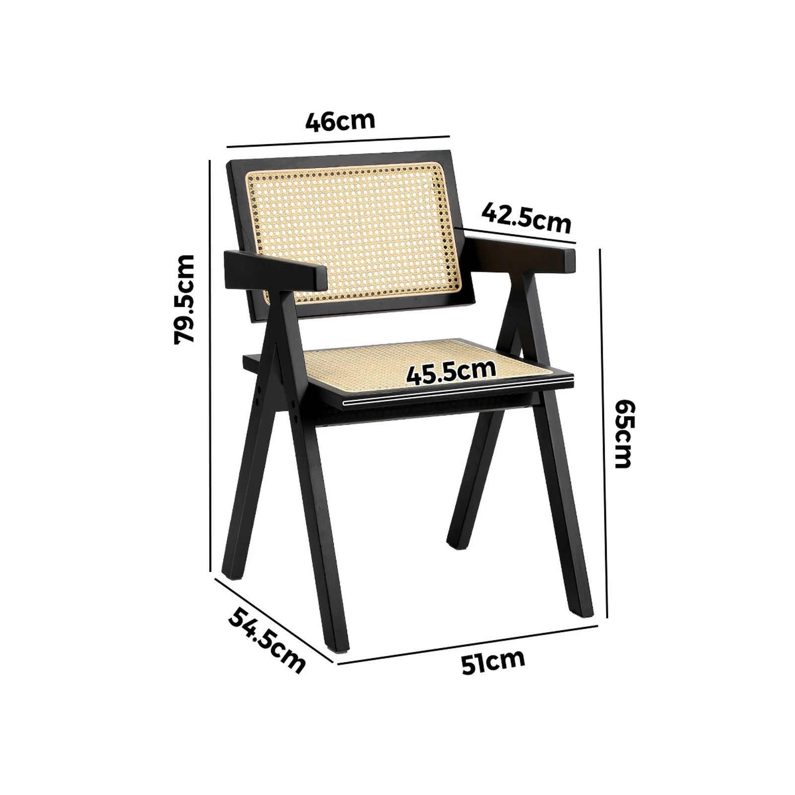 9 Oikiture 2x Dining Chairs Rattan Chair Wooden Accent Chair
 - Black, 9 of 10