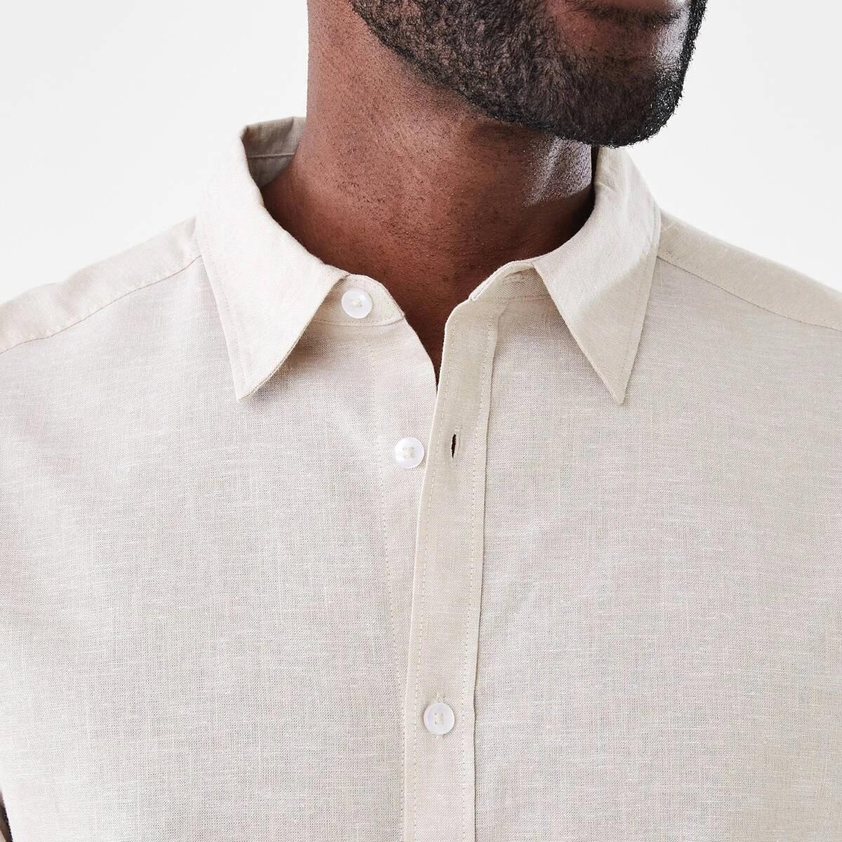 5 Short Sleeve Cotton Linen Shirt NEUTRAL, 5 of 5