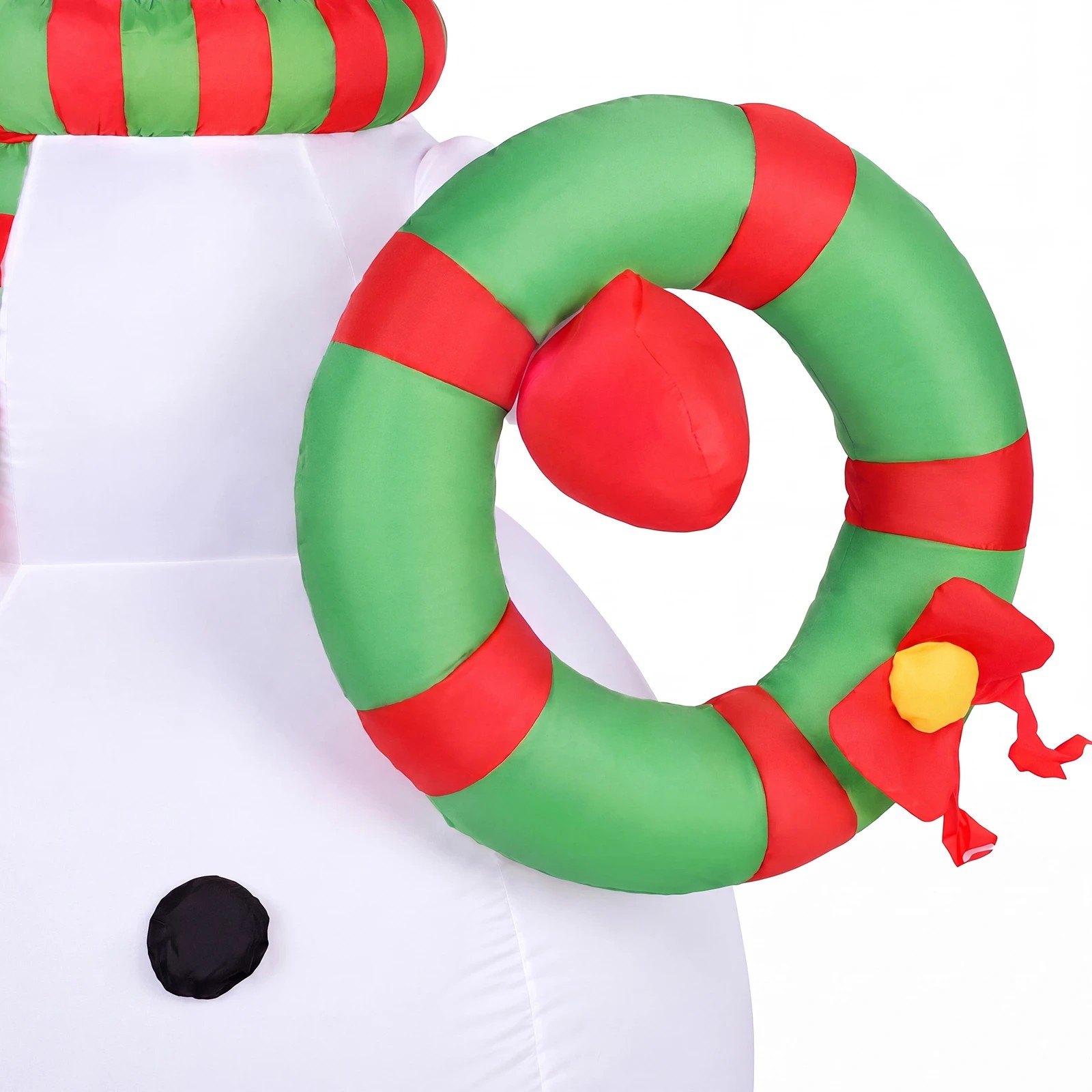 3 Advwin 1.9m Inflatable Snowman with Colourful Lights Blow-up Christmas Snowman with Wreath Xmas Decor - White, 3 of 4