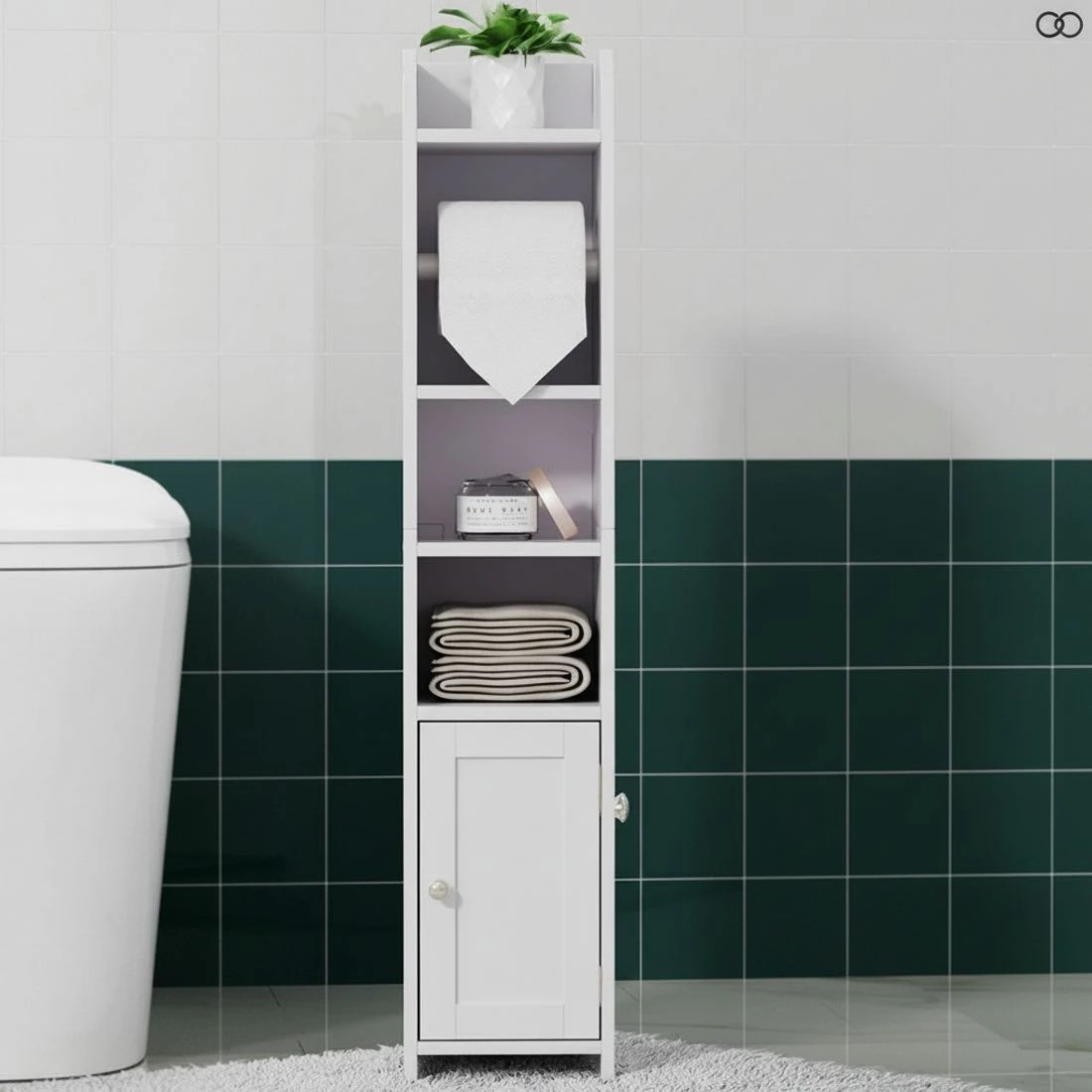 6 Artiss Bathroom Cabinet Toilet Roll Holder 76cm - White, 6 of 8