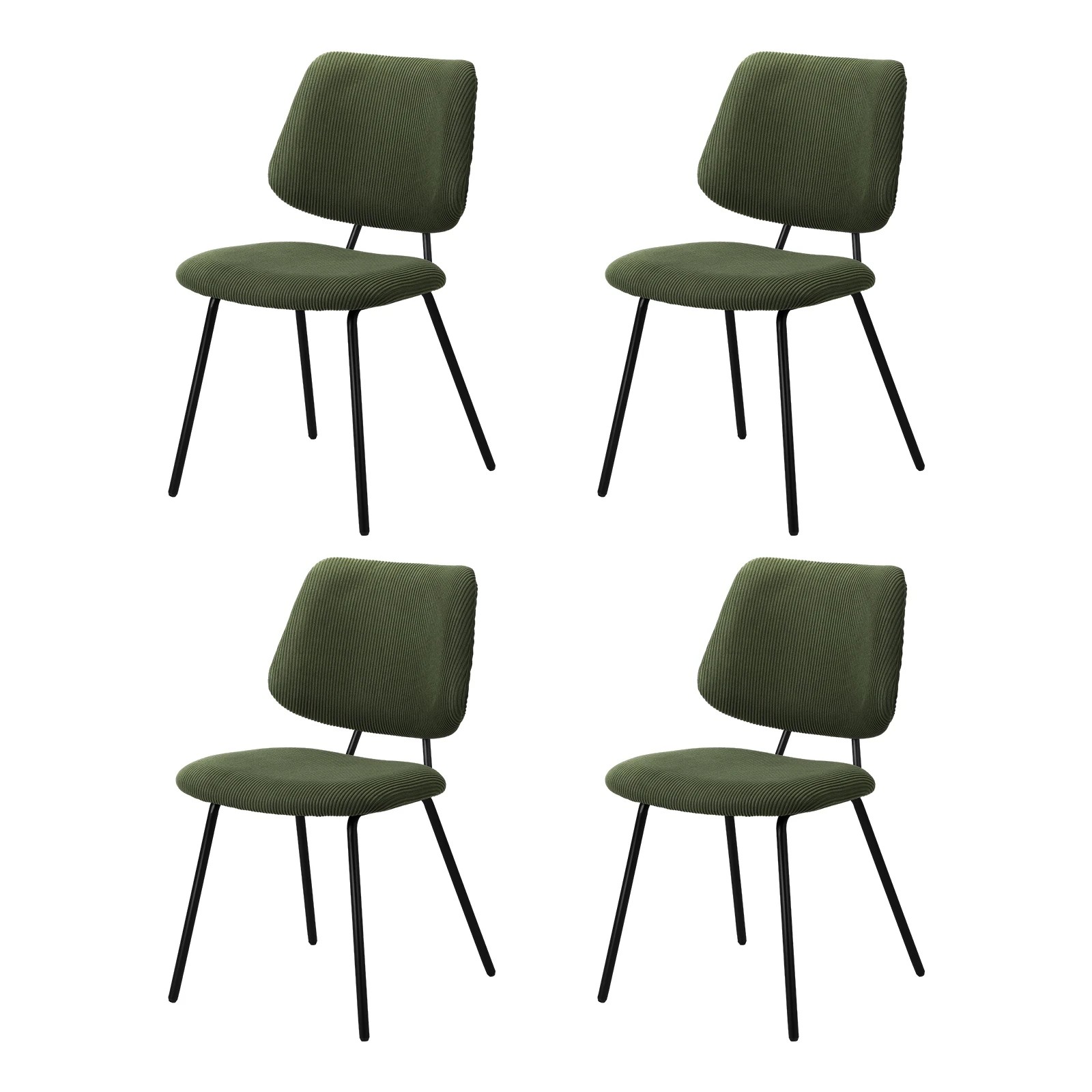 1 Oikiture 4x Dining Chair Vintage Retro Polyester Kitchen Padded Lounge - Green, 1 of 9