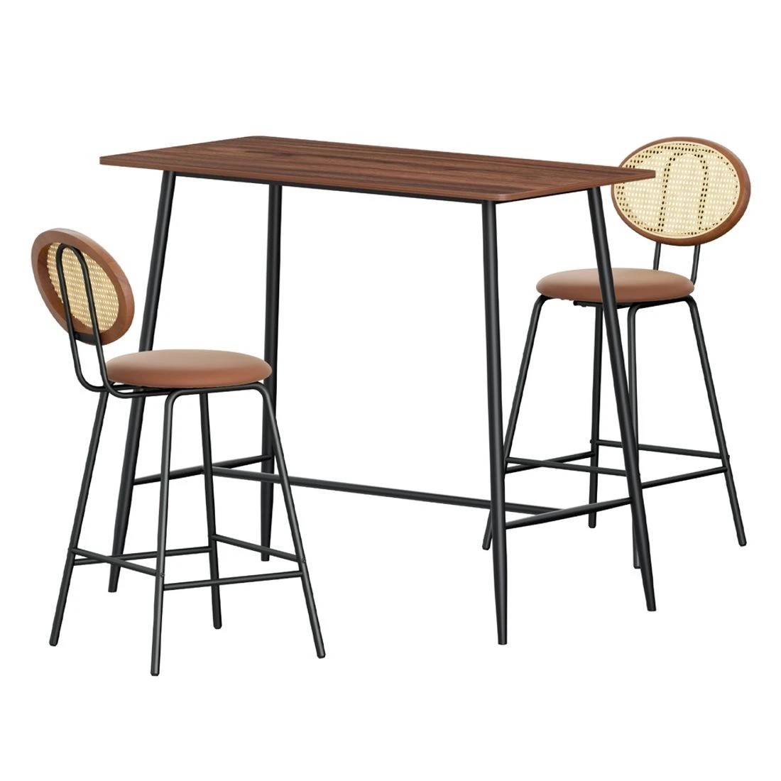 1 Artiss Bar Table Stools Set Dining Desk Industrial Kitchen Chairs Cafe Pub
 - brown, 1 of 8