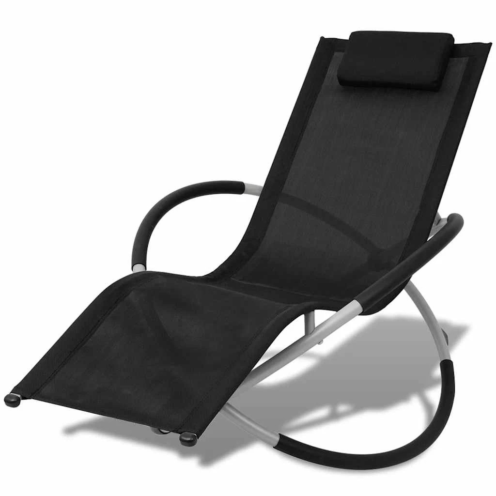 1 vidaXL Sun lounger Foldable - Black, 1 of 8