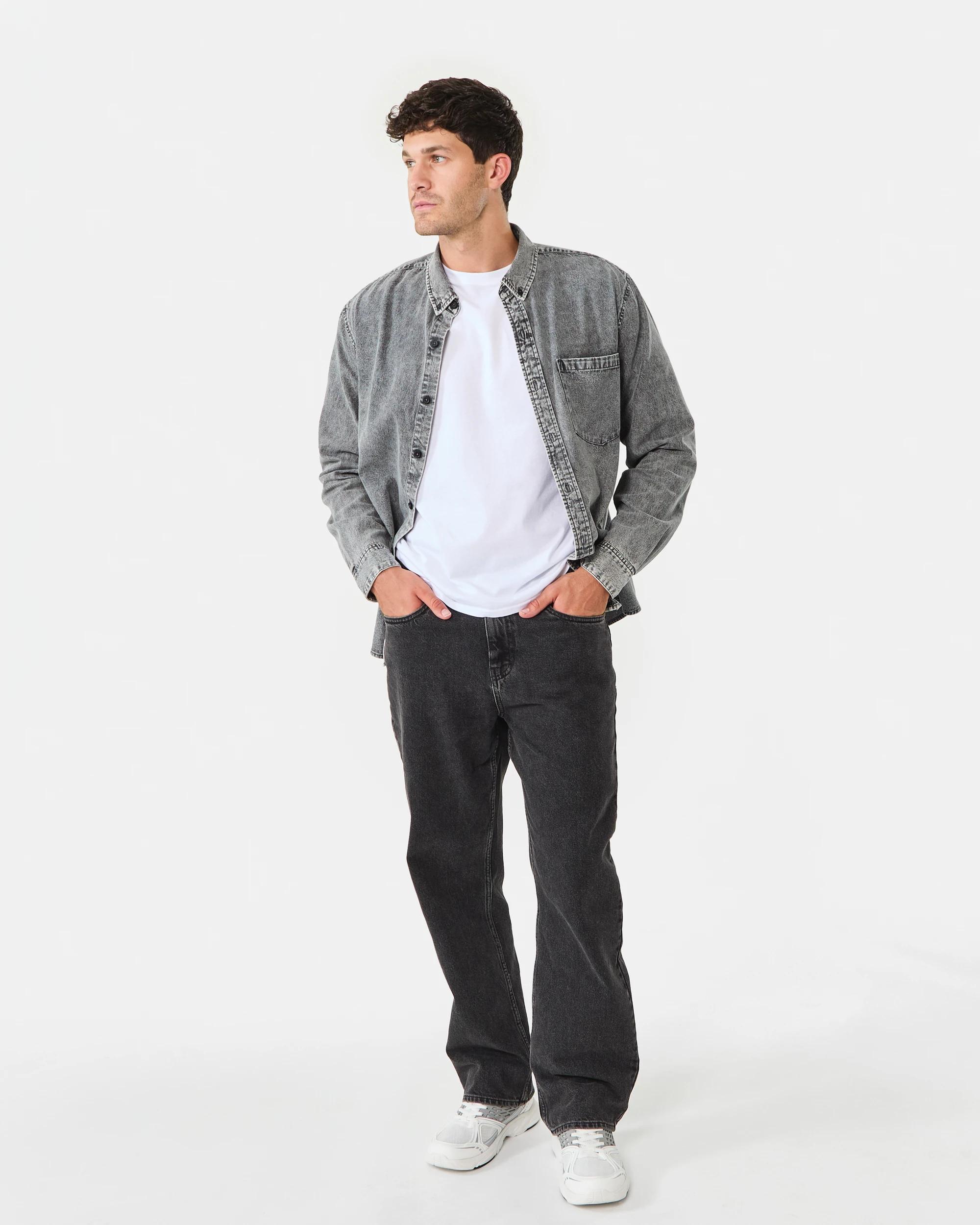 2 Long Sleeve Denim Shirt Wash Black, 2 of 9