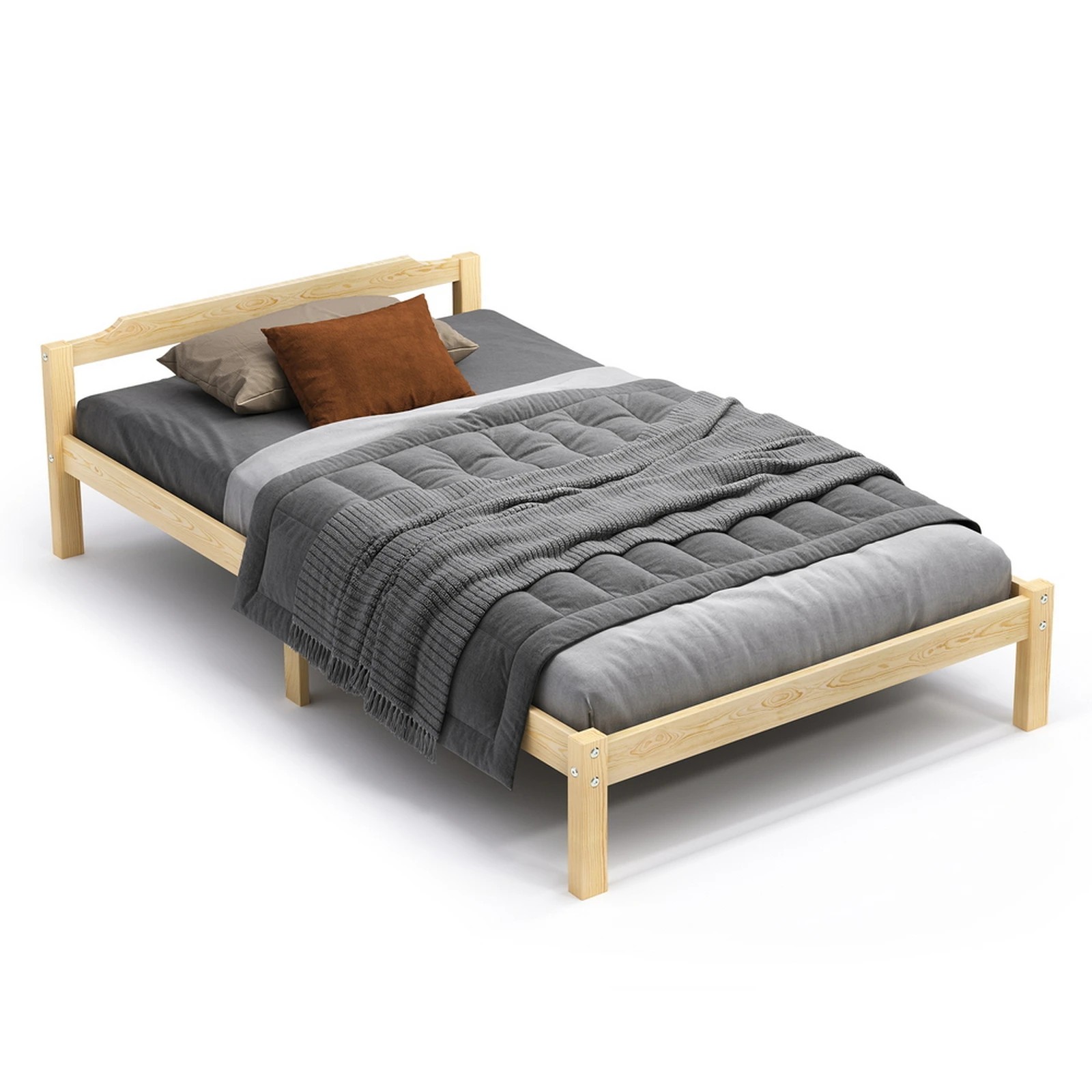 1 Alfordson Bed Frame Wooden Timber King Single Mattress Base Platform Beatrix - Natural, 1 of 10