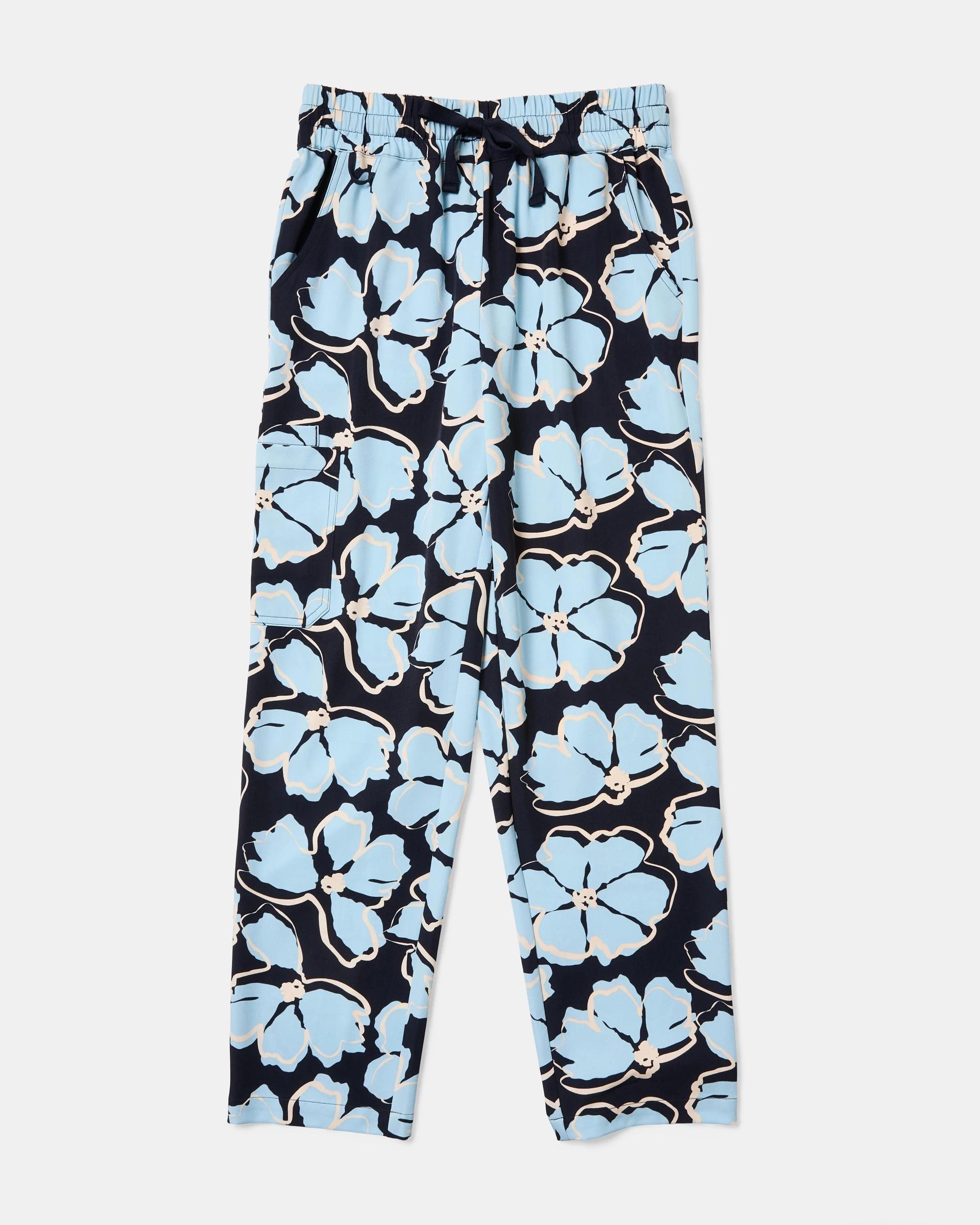 1 Workwear Print Scrub Pants Blu Flower, 1 of 2