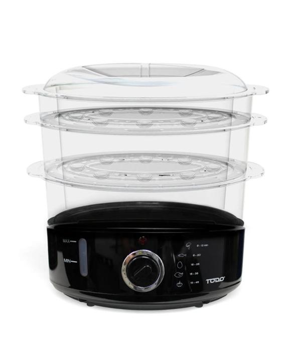 TODO 9L Steam Cooker Steamer 3 Tray 800W Power Dial Timer Healthy Stackable
