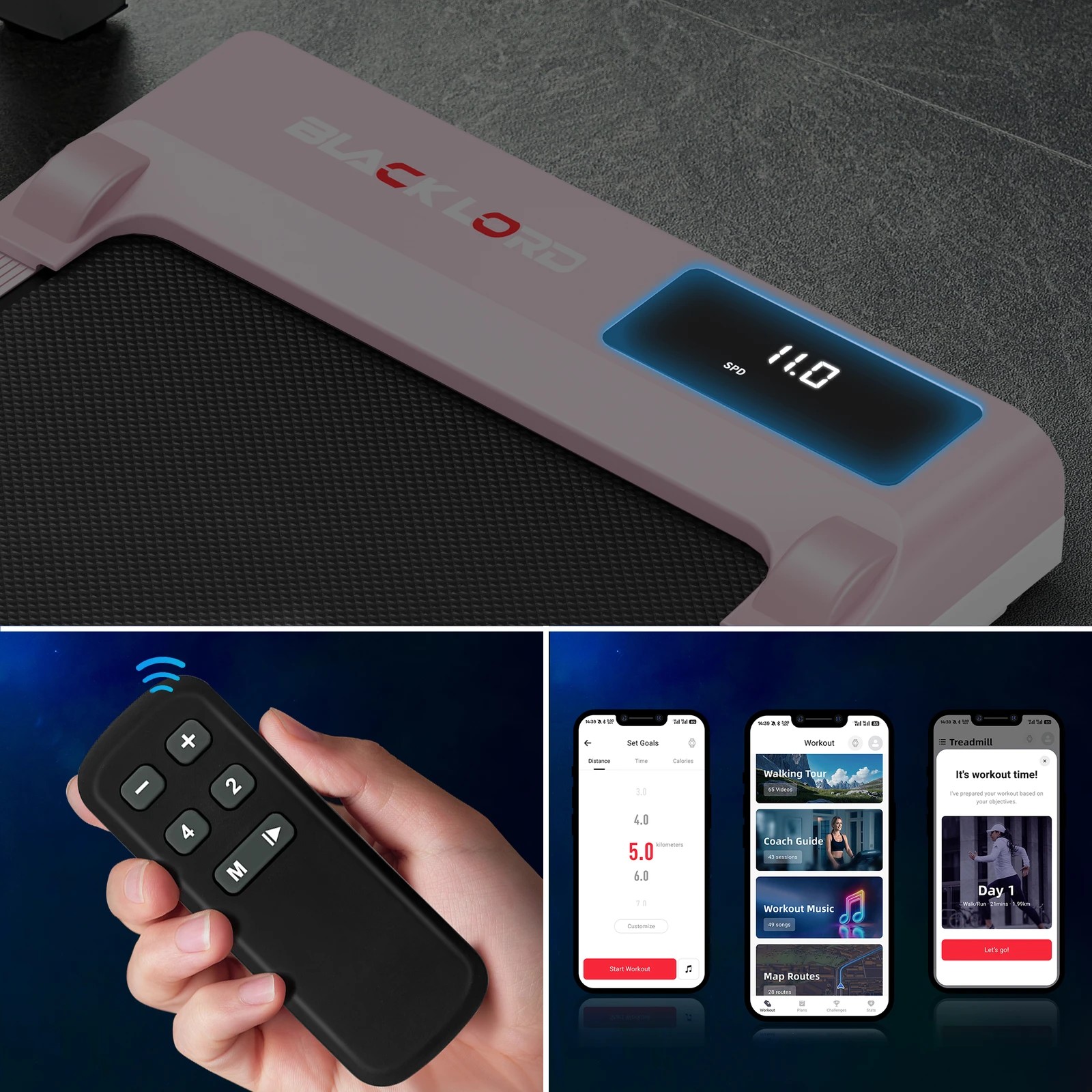 6 Black Lord Treadmill Electric Walking Pad Under Desk Home Gym Incline - Pink, 6 of 10