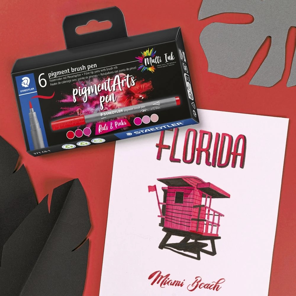2 Staedtler Pigment Arts Brush Pens Reds & Pinks 6 Pack, 2 of 2