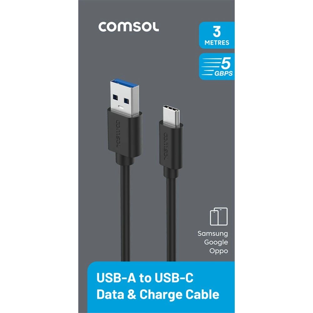 2 Comsol 5Gbps USB-A to USB-C Cable 3m, 2 of 3