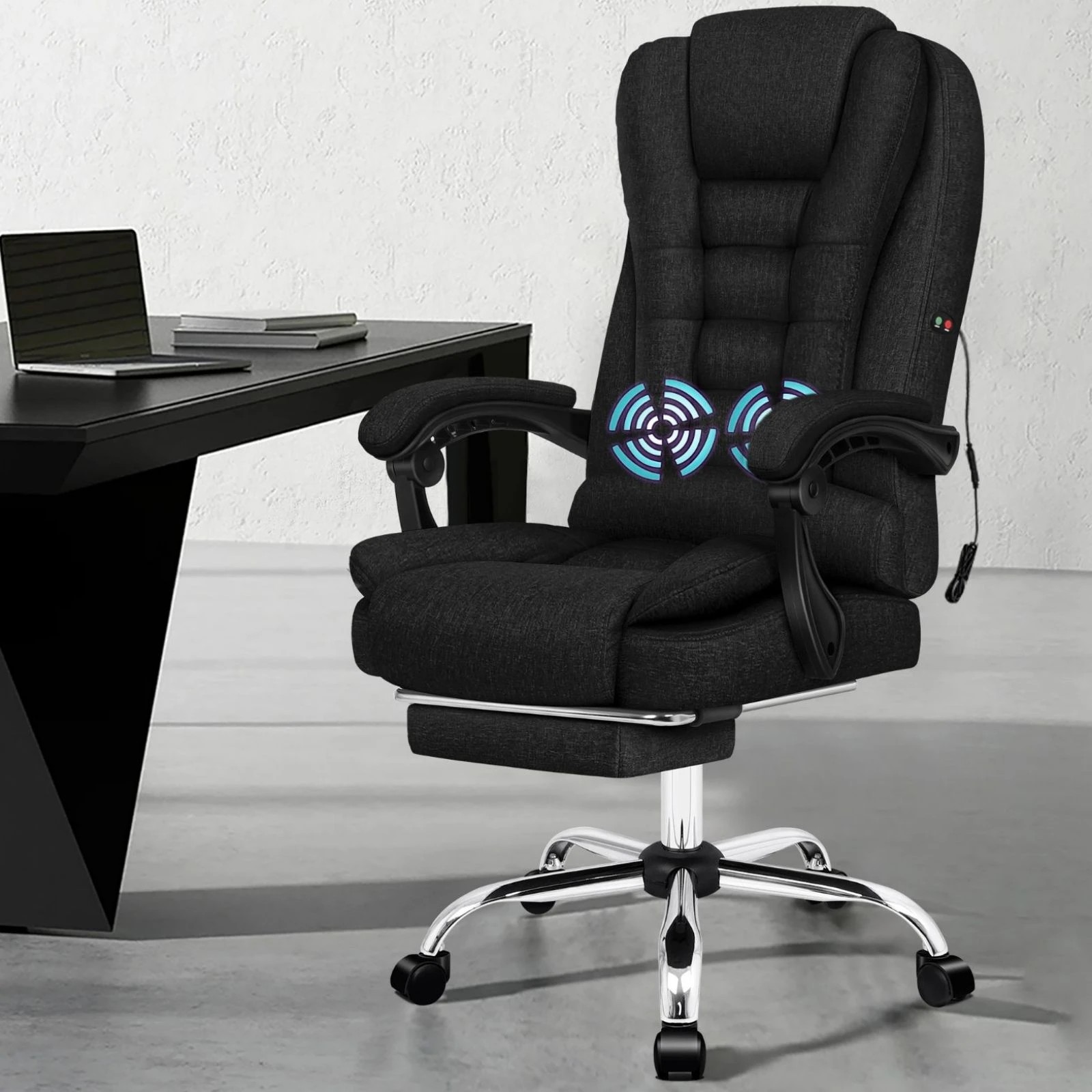 5 Alfordson Massage Office Chair Executive Fabric Seat Gaming Computer Racer - Black, 5 of 10