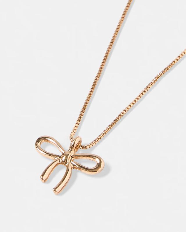 Bow Pendant Necklace - Gold 