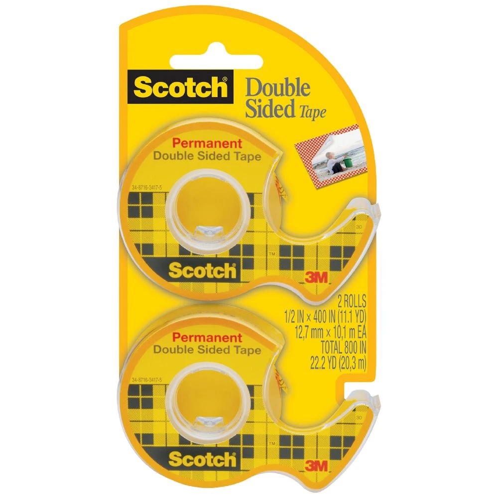 1 Scotch Double Sided Tape with Dispenser 12.7 mm x 11 m 2 Pack, 1 of 10