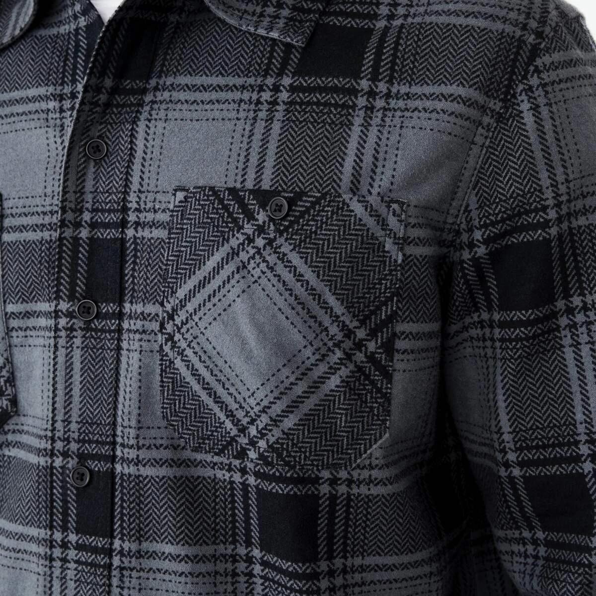 7 Workwear Long Sleeve Hooded Shirt Blk Check, 7 of 7