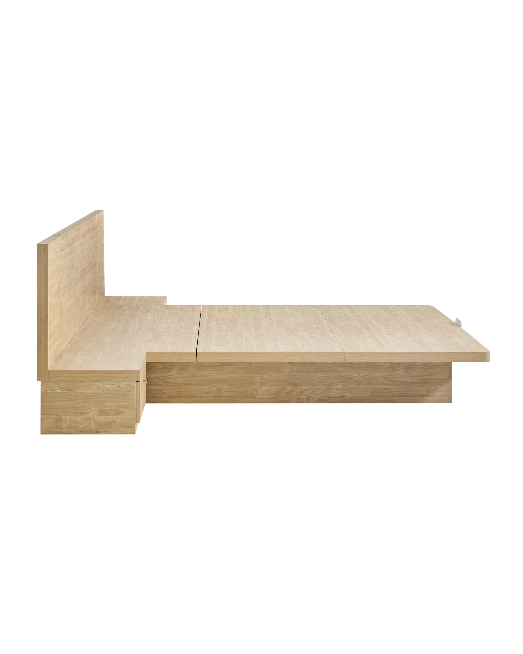 4 Kodu Gas Lift Queen Bed with Underbed Storage and Bedside Tables Oak Look - Natural, 4 of 10