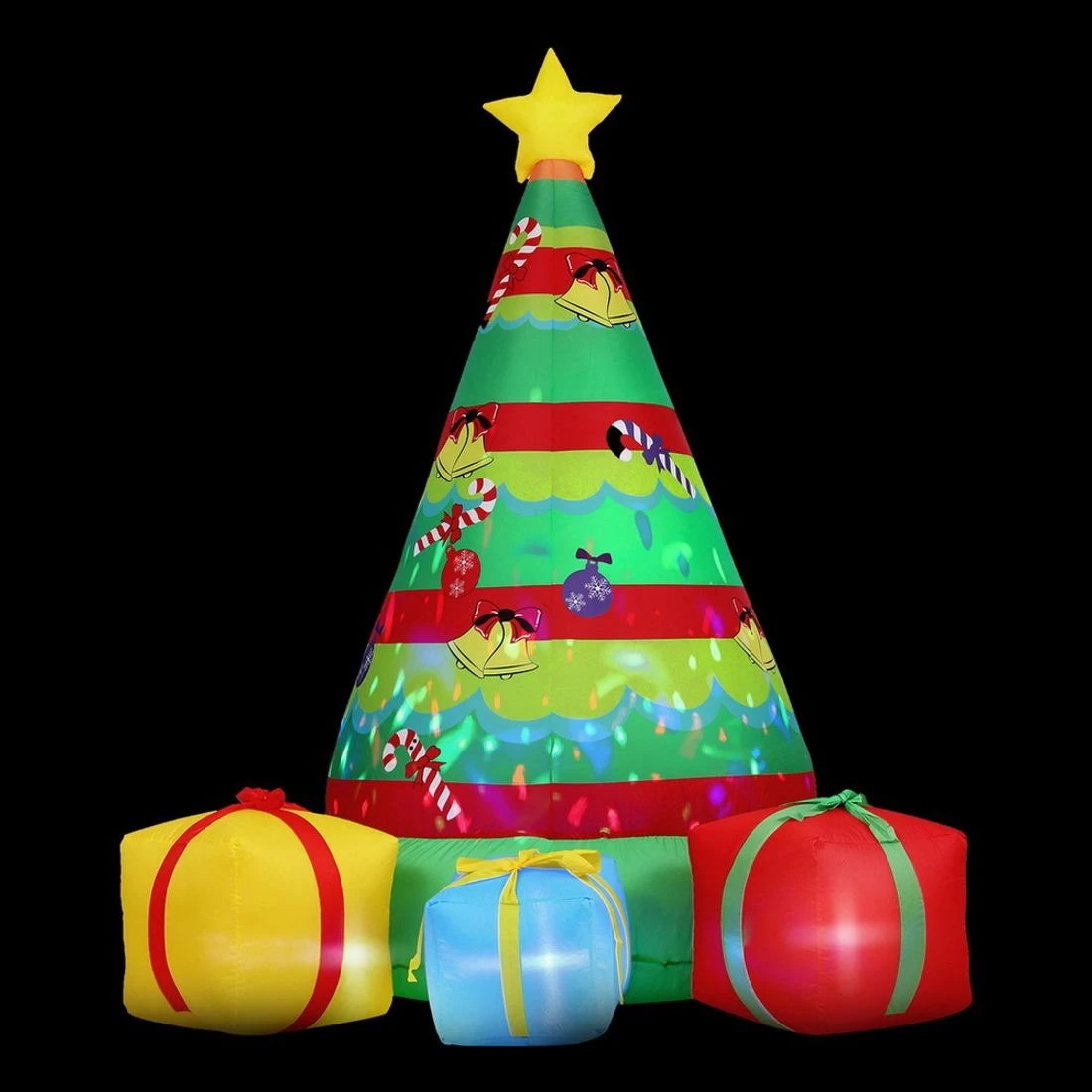 3 Jingle Jollys Christmas Inflatable Gift Tree 2.2M Height Flashing Light Decorations Illuminated - Multi, 3 of 6