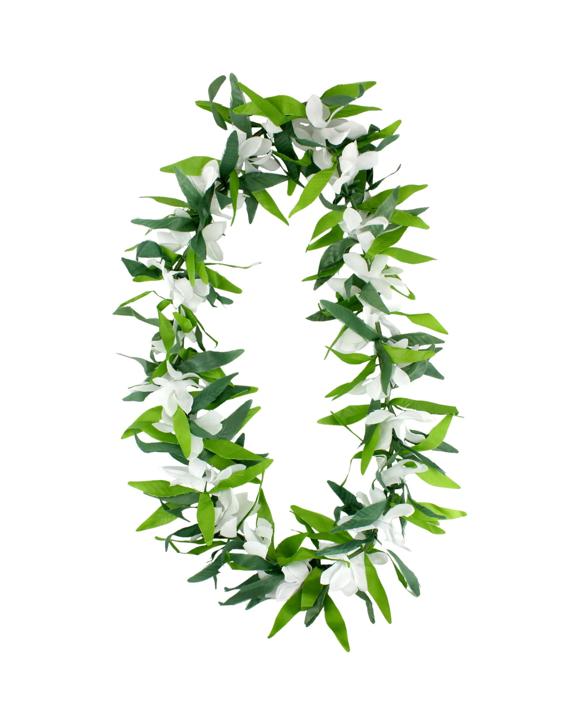 Amscan White Flower & Green Leaf Hawaiian Lei