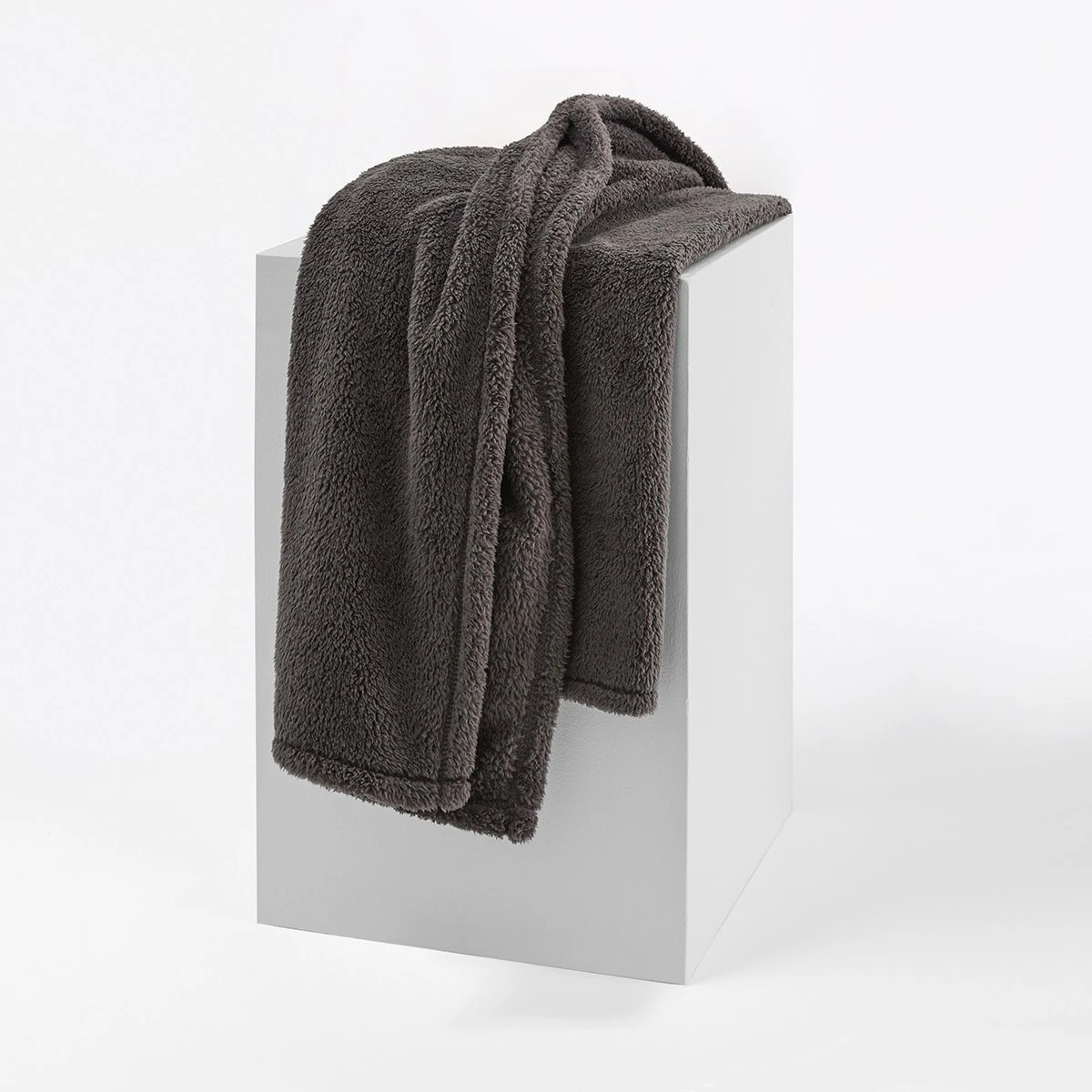 1 Teddy Fleece Throw - Charcoal, 1 of 6