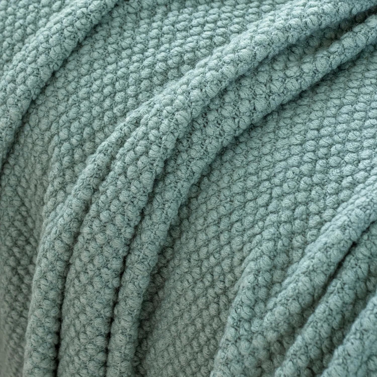 7 Gioia Casa Micro Plush Knitted Throw Blanket Soft Warm Lightweight - Seafoam, 7 of 7