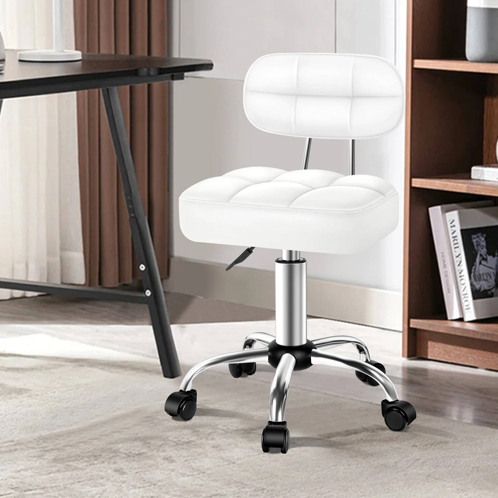 6 Alfordson 2x Salon Stool Backrest Swivel Barber Hair Dress Chair Tufan - White, 6 of 10