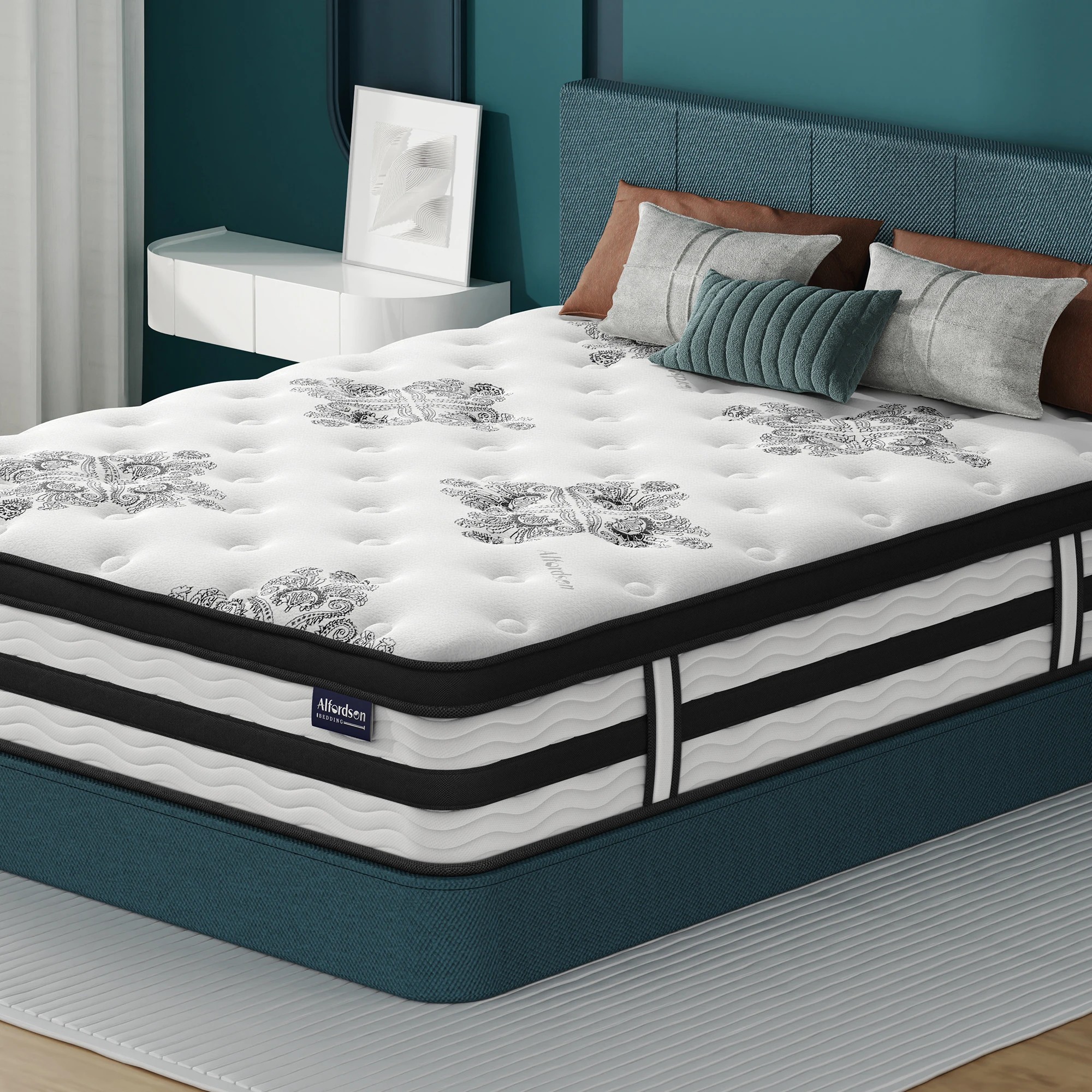2 Alfordson Mattress Pocket Spring Latex Euro Top 34cm 5 zone - Single Bed, 2 of 10
