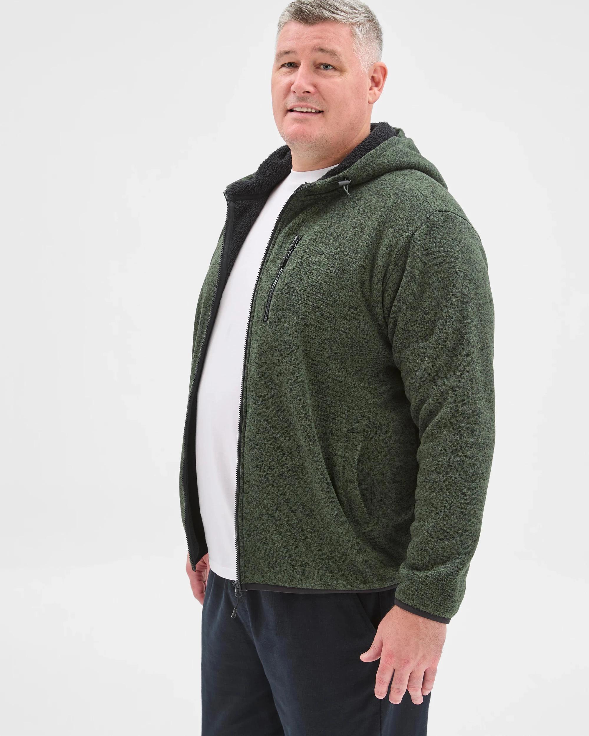 2 Target Man Plus Plus Size Teddy Zip Through Fleece Hoodie GREEN, 2 of 6