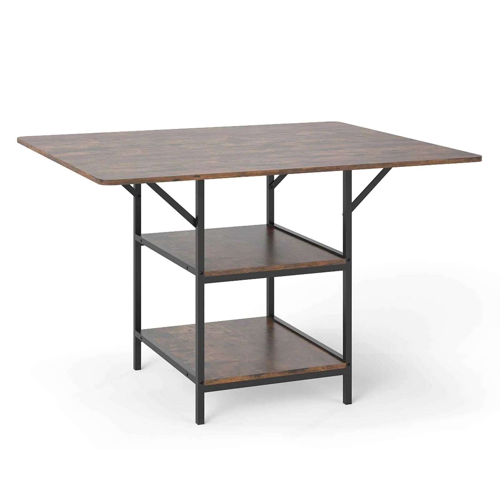 1 Costway Kitchen Dining Table 4-6 People Counter Table Storage Shelf Home Furniture Space Savor - Brown, 1 of 3