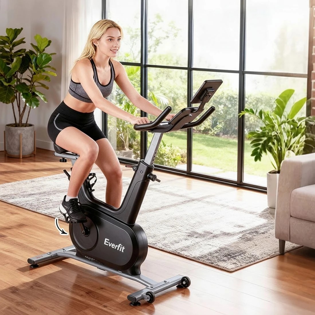 8 Everfit Exercise Bike Spin Bike Electromagnetic Smart Home Fitness 24-Level Resistance - Black, 8 of 10