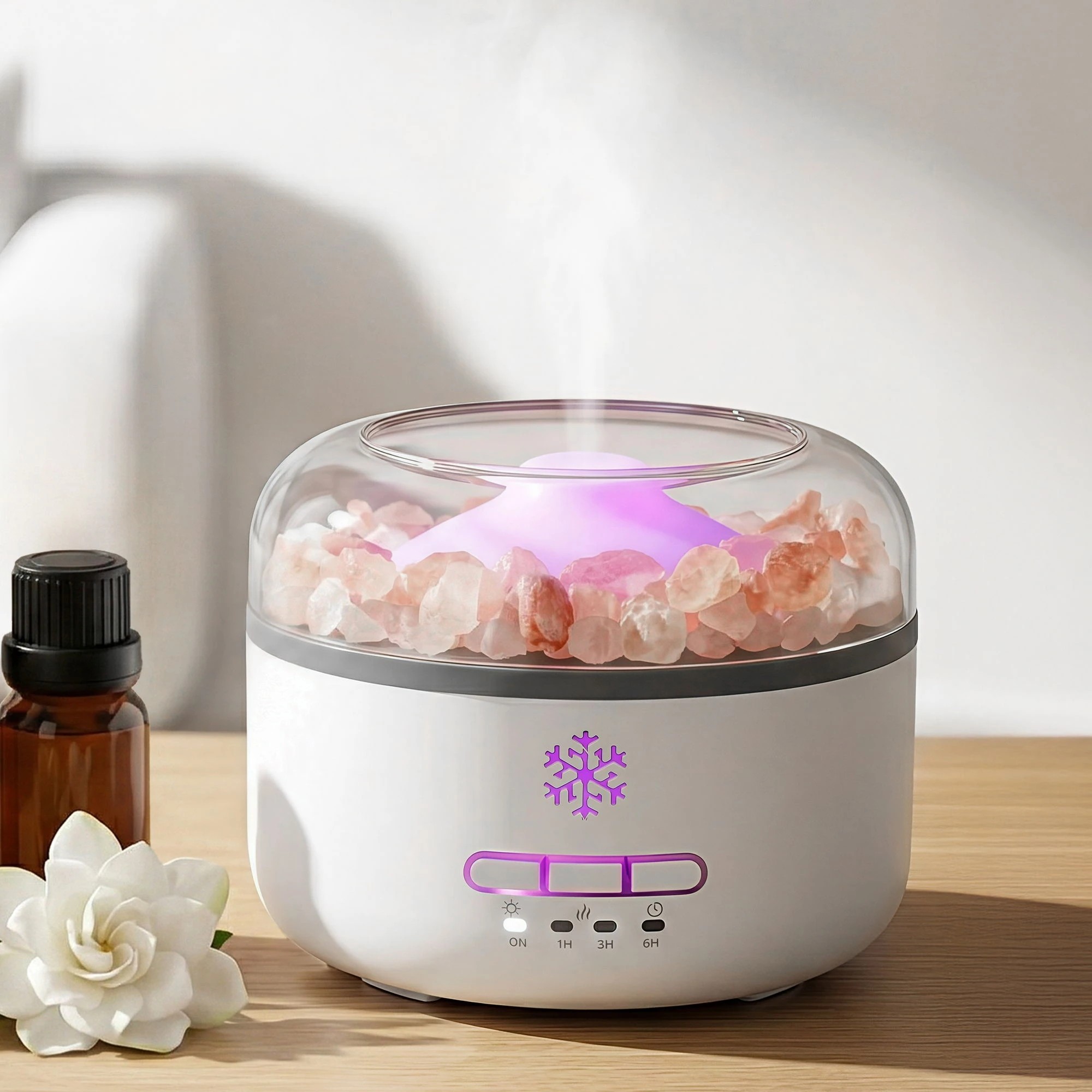 4 Devanti 150ml Salt Lamp Aroma Diffuser Ultrasonic Humidifier Purifier 7 LED Colors - White, 4 of 4