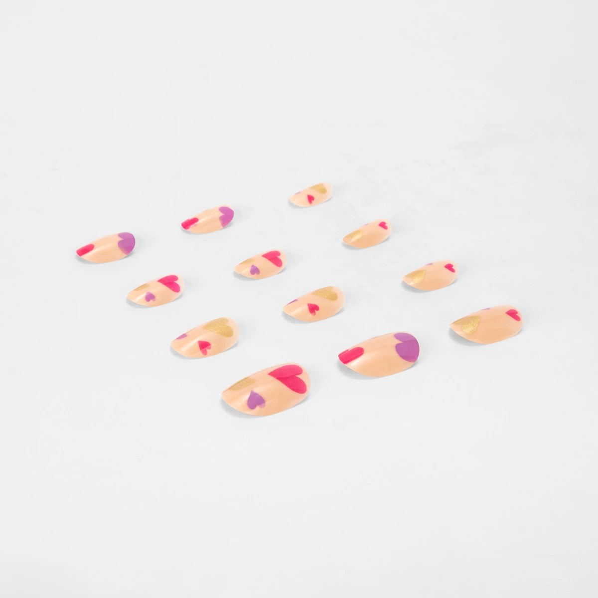 4 OXX Cosmetics 24 Pack False Nails with Adhesive - Oval Shape, Metallic Hearts, 4 of 5