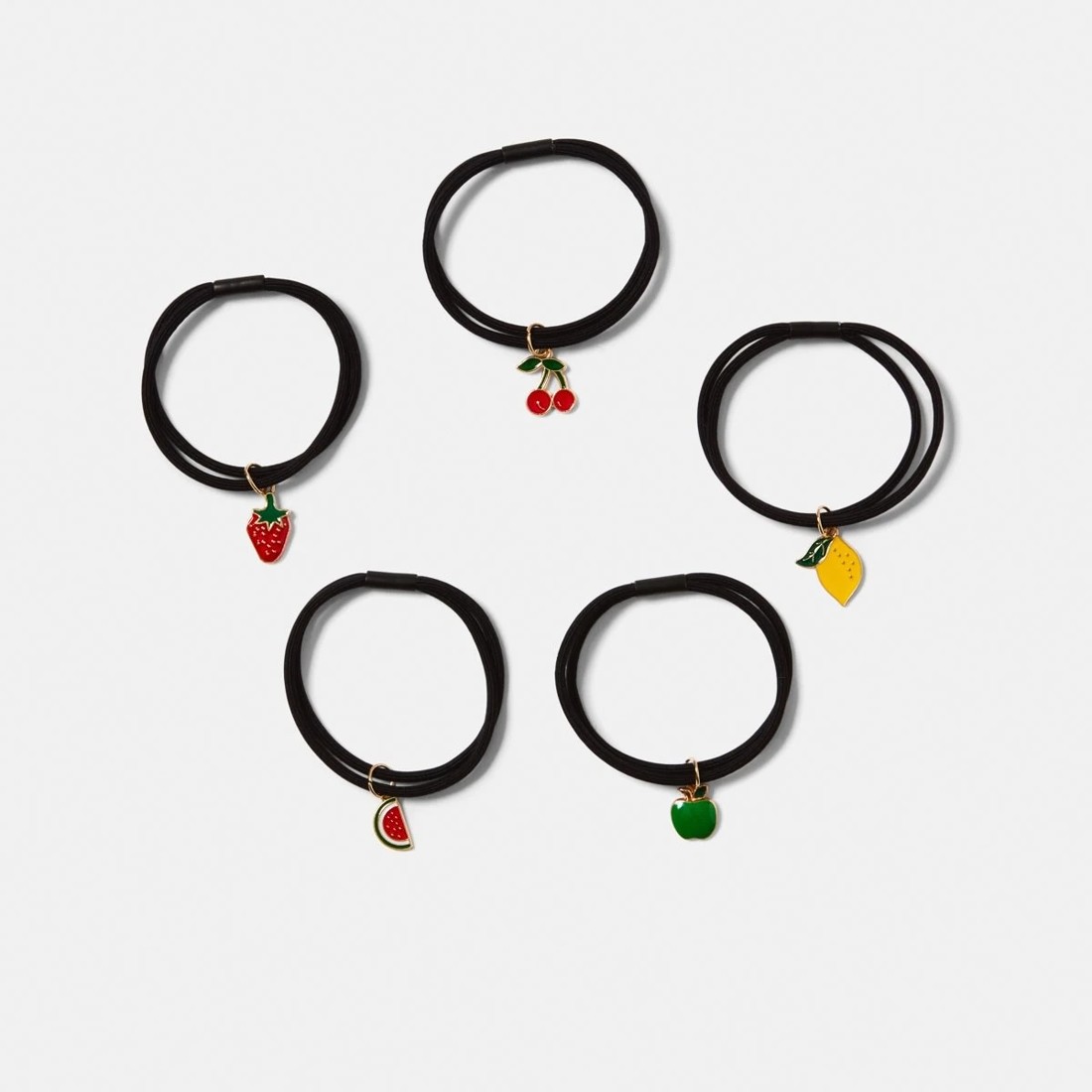 1 5 Pack Fruit Charm Hair Ties, 1 of 5