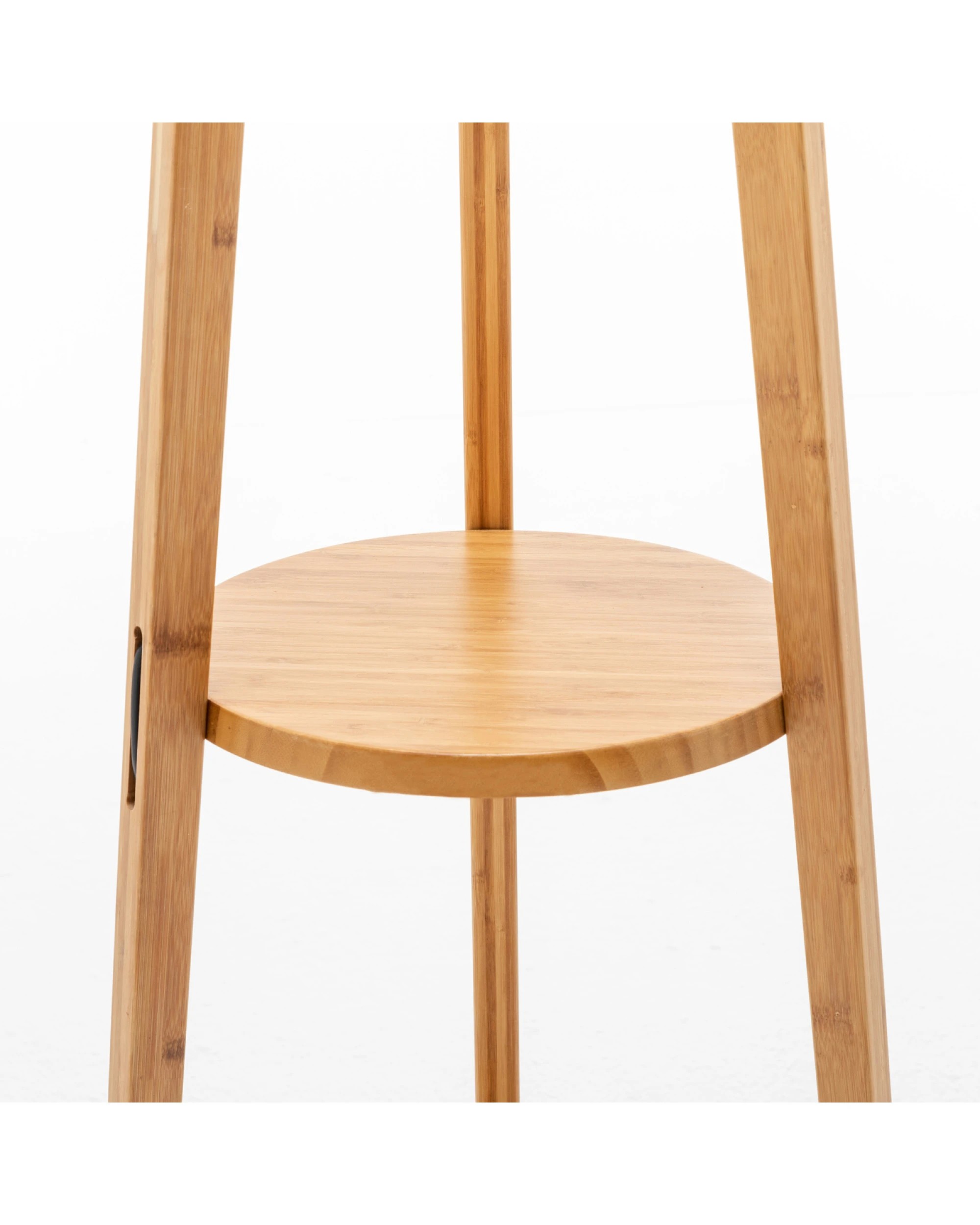 6 BR Home Bamboo Wooden Tripod Floor Lamp with Linen Shade and Shelves, 6 of 7