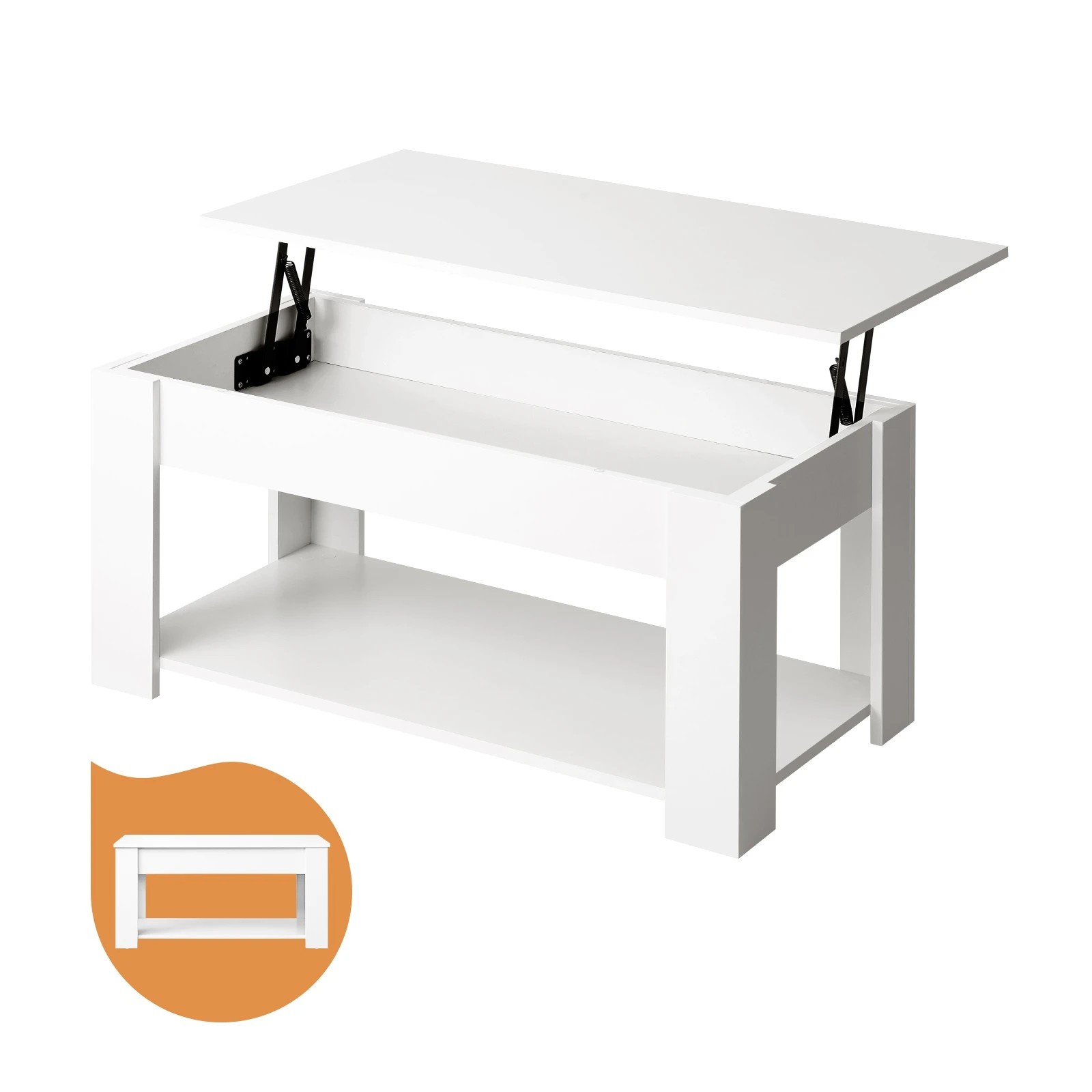 6 Oikiture Coffee Table Lift Up Top Modern Tables Hidden Book Storage
 - White, 6 of 10