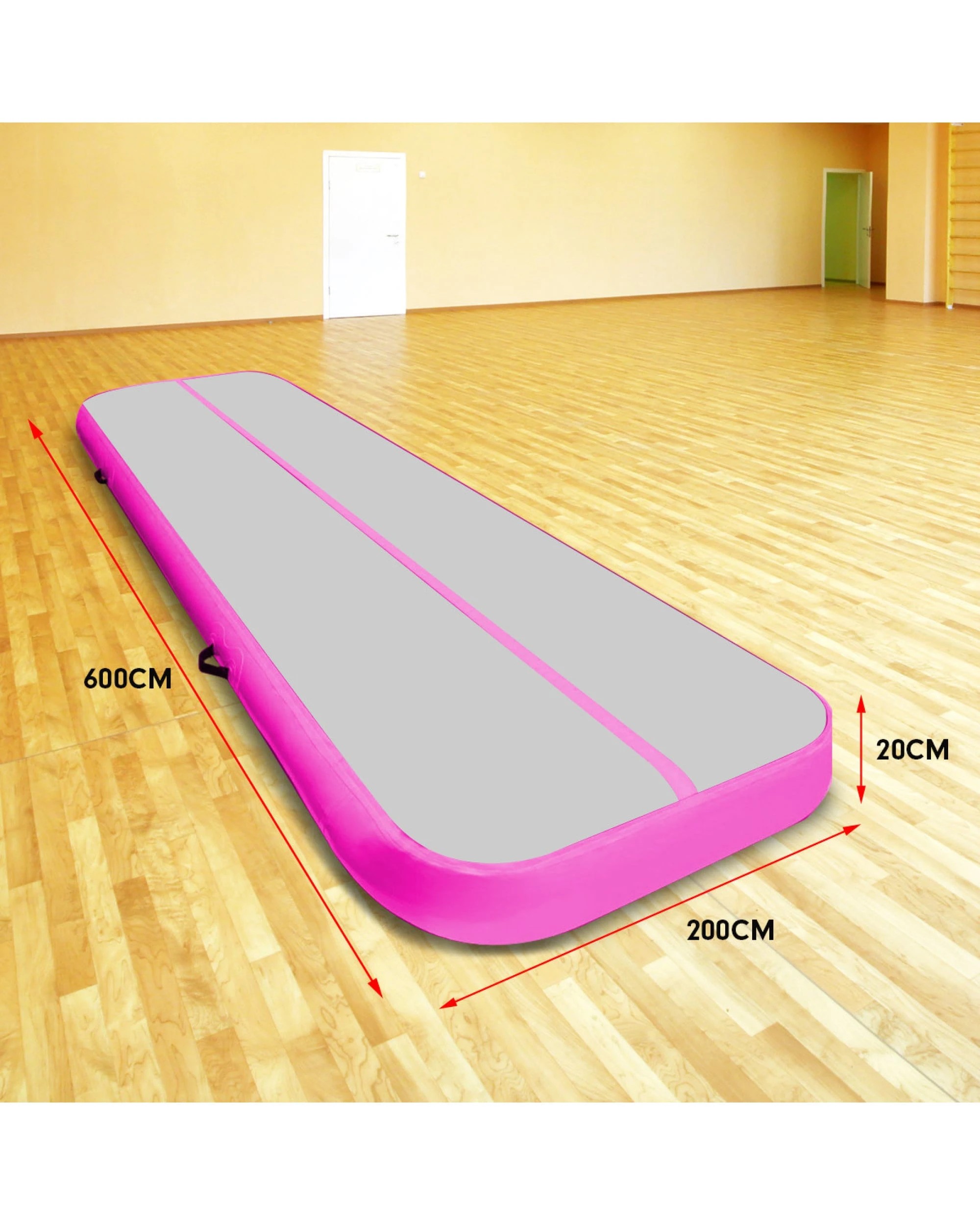 3 Powertrain Sports 4m x 2m Air Track Gymnastics Mat Tumbling Exercise - Pink, 3 of 9