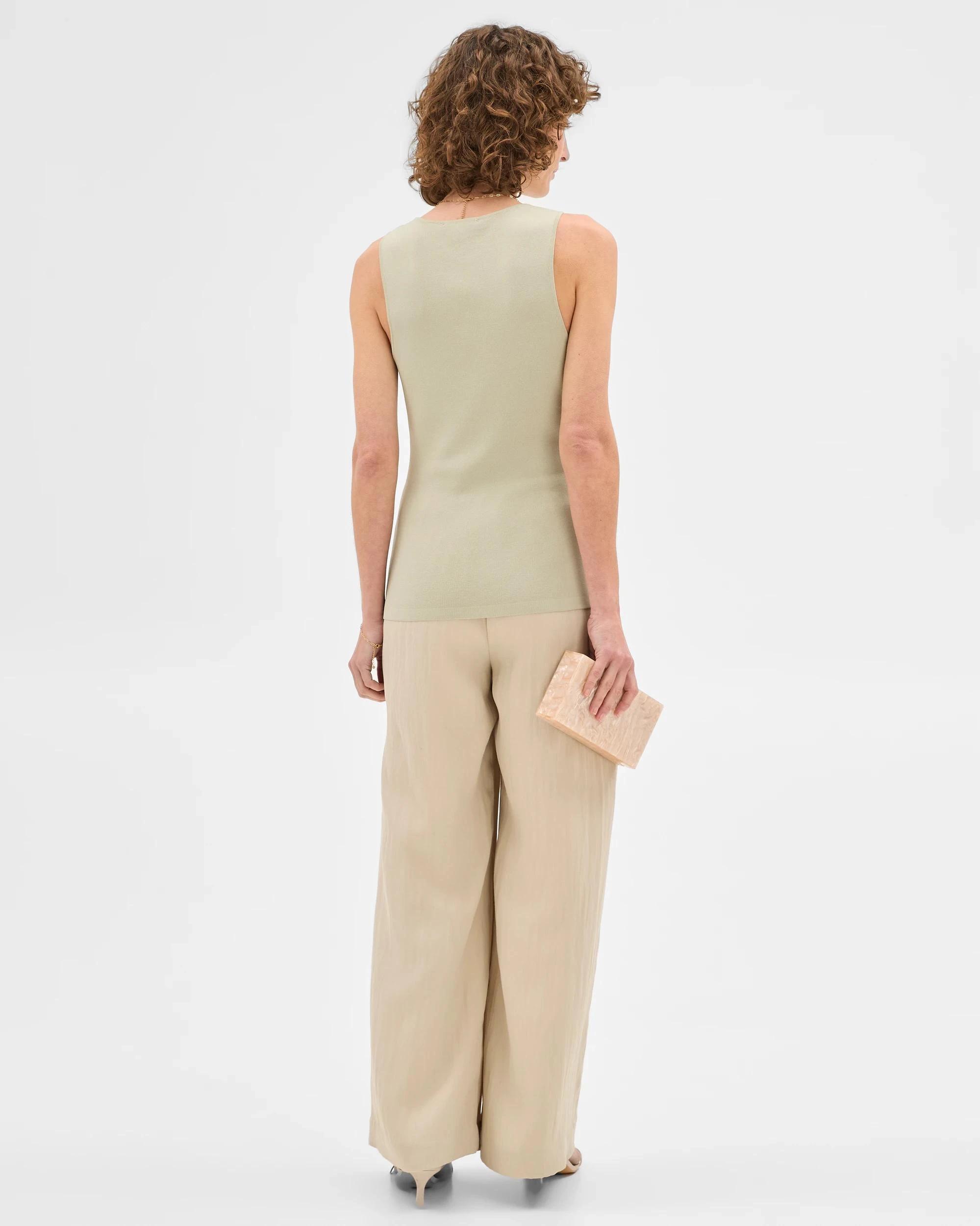 6 Sleeveless Crepe Knit Tank Top - Preview DESERT SAGE, 6 of 6