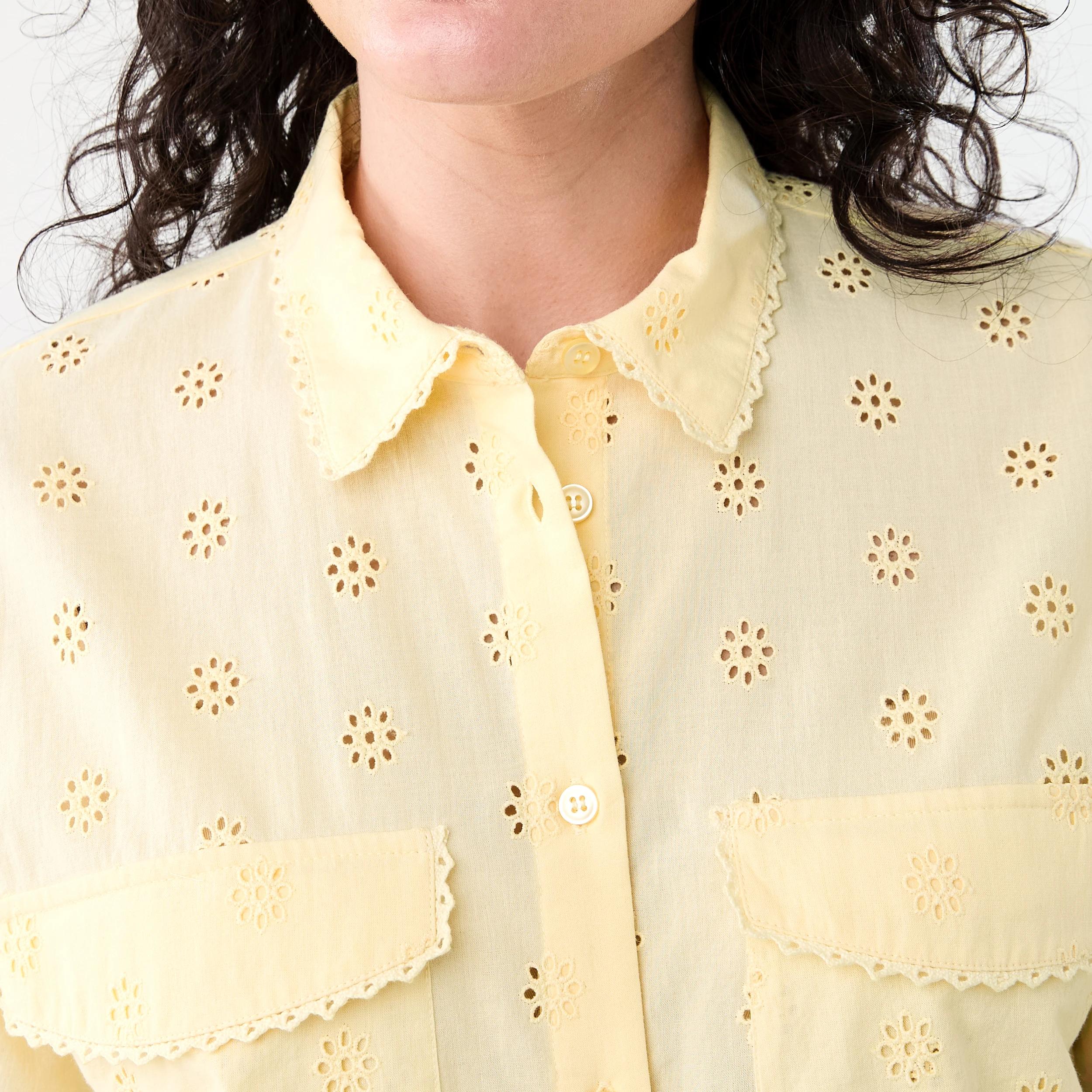 5 Short Sleeve Broderie Shirt Fln Yellow, 5 of 7
