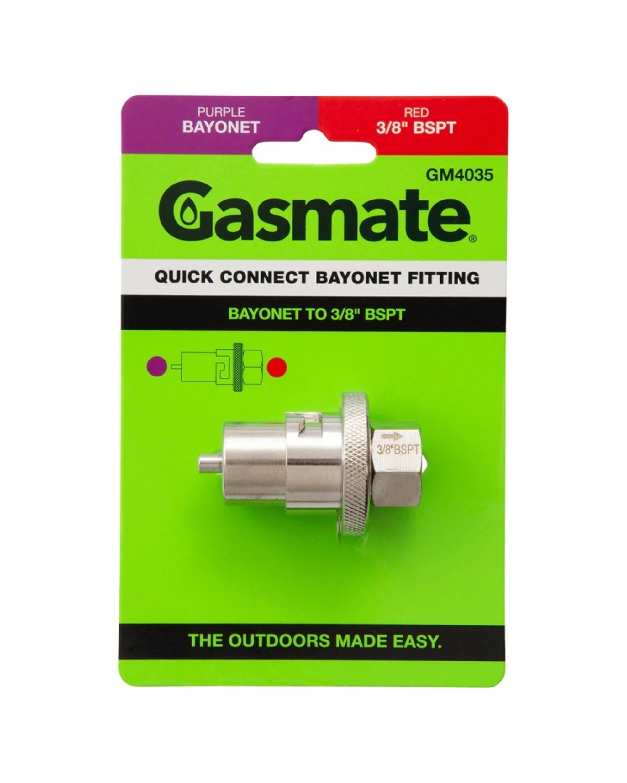 1 Gasmate Quick Connect Bayonet Fitting To 3/8 BSPT Brass - Metallic, 1 of 3