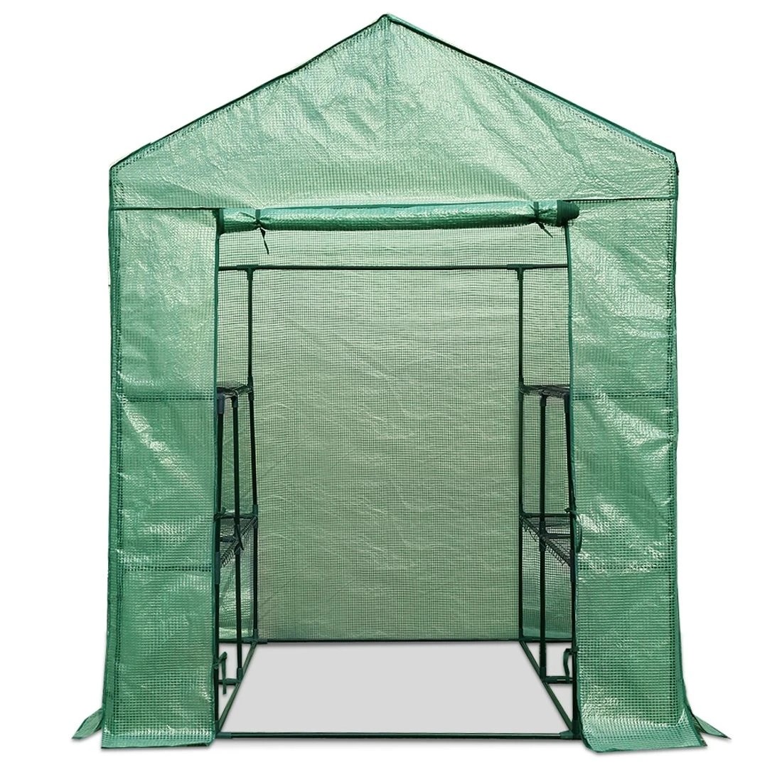 3 Green Fingers Greenhouse Walk in Green House Tunnel Plant Garden Shed 8 Shelves - Clear, 3 of 10