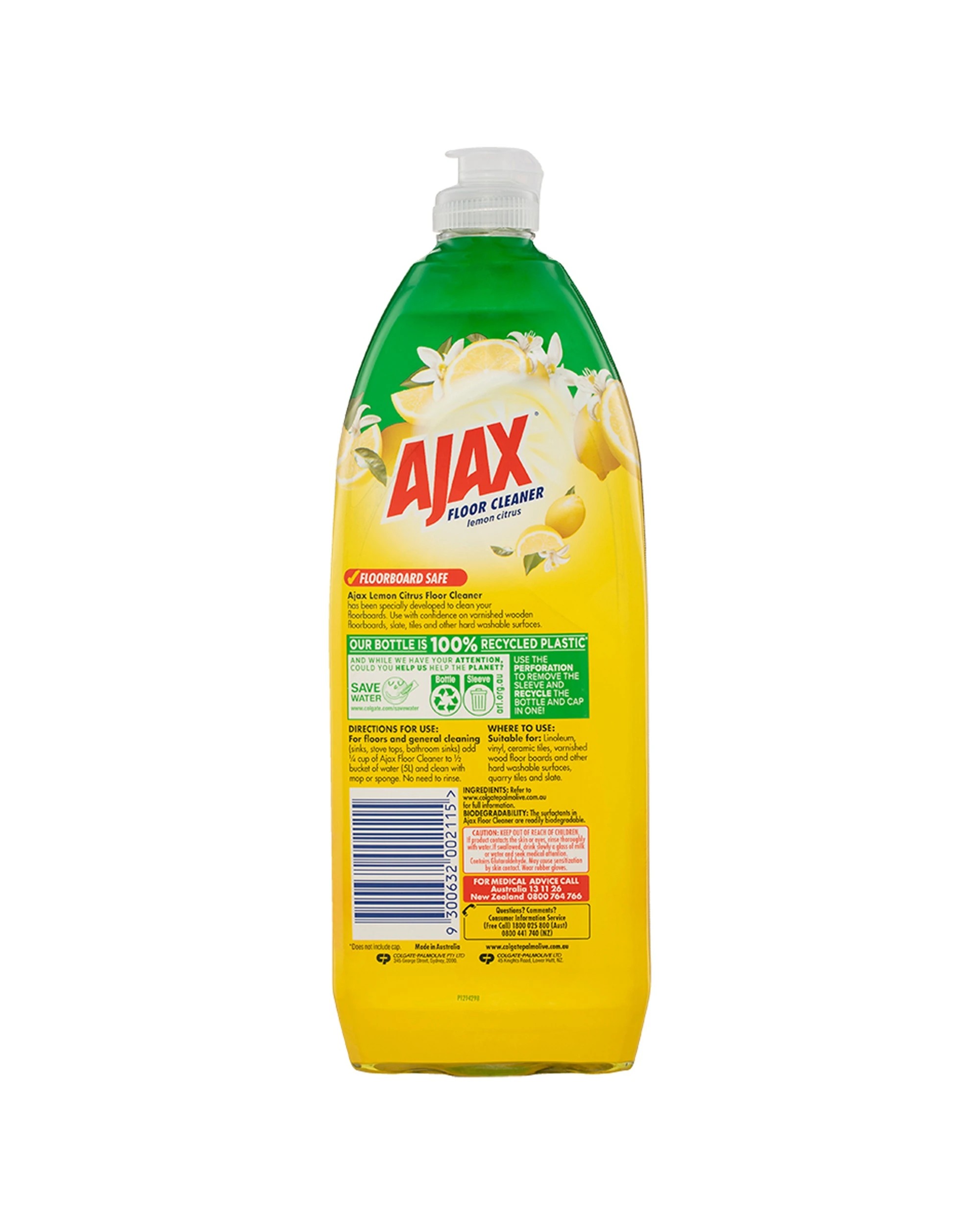 3 Ajax 2PK Floor Cleaner 750ml Lemon Citrus Multi-Surface - Yellow, 3 of 3