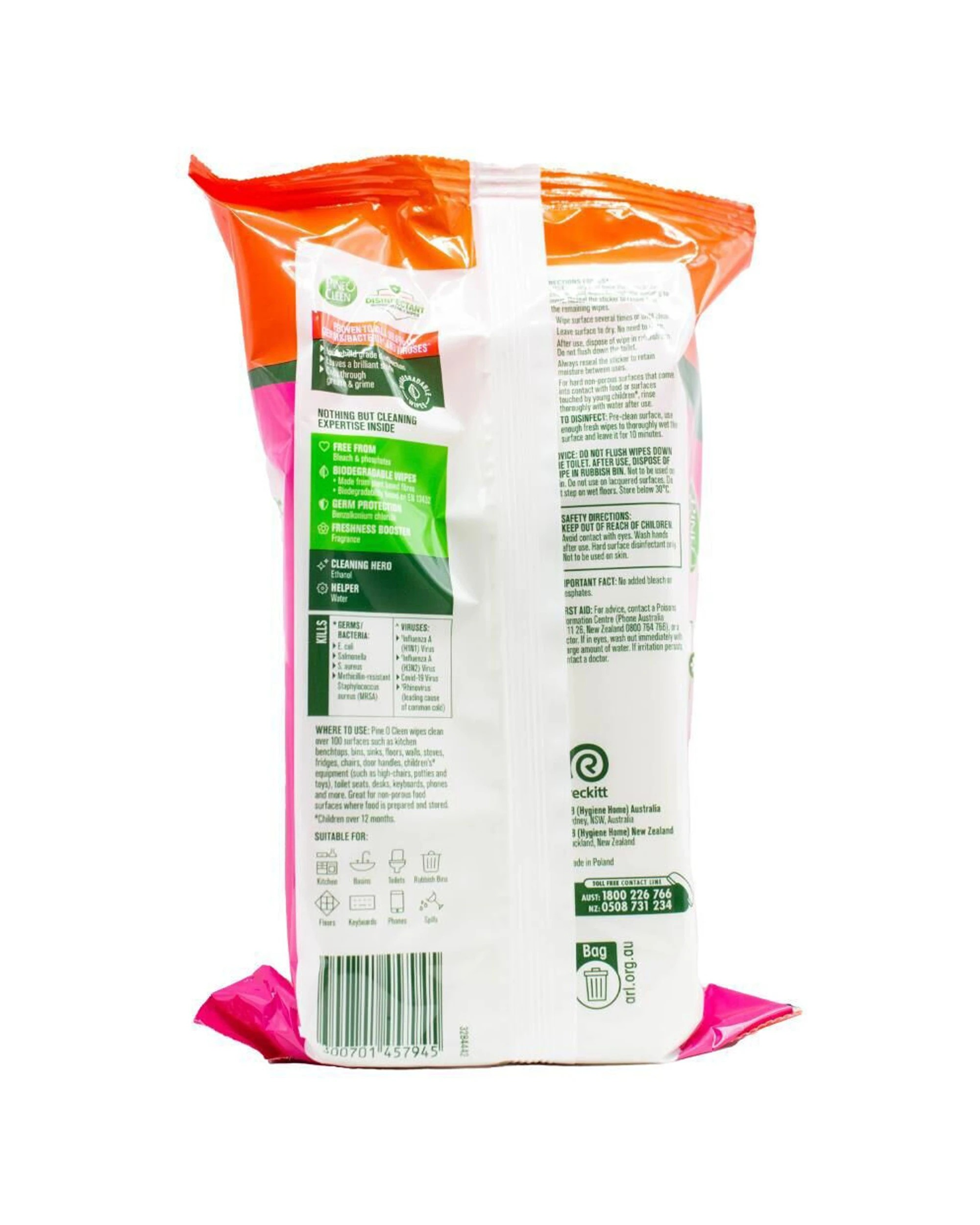 3 Pine O Clean 8x 110pc Biodegradable Disinfectant Wipes Tropical Bloss - Multi, 3 of 3