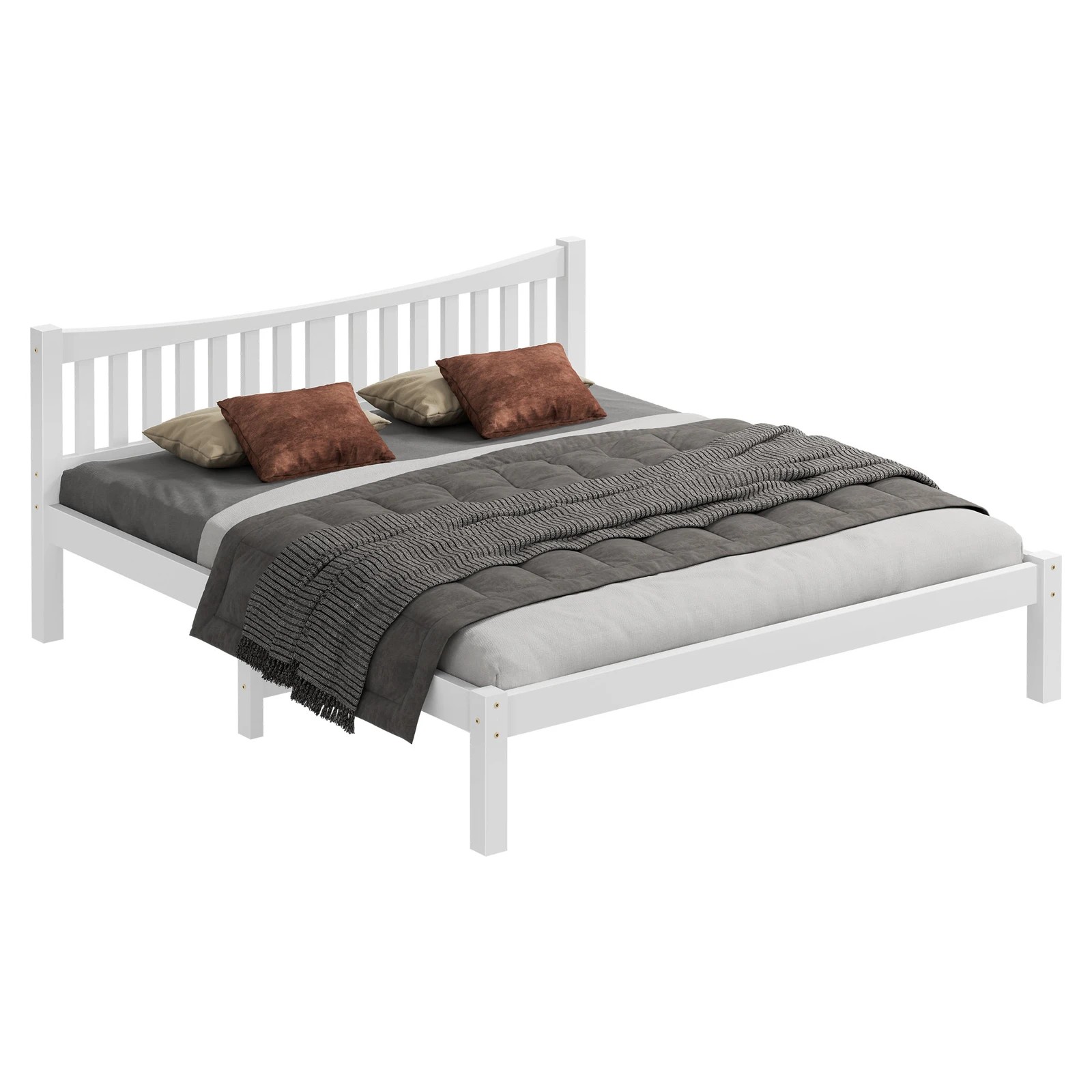 1 Alfordson Bed Frame Wooden King Size Solid Pine Timber Base Cambrie - White, 1 of 10
