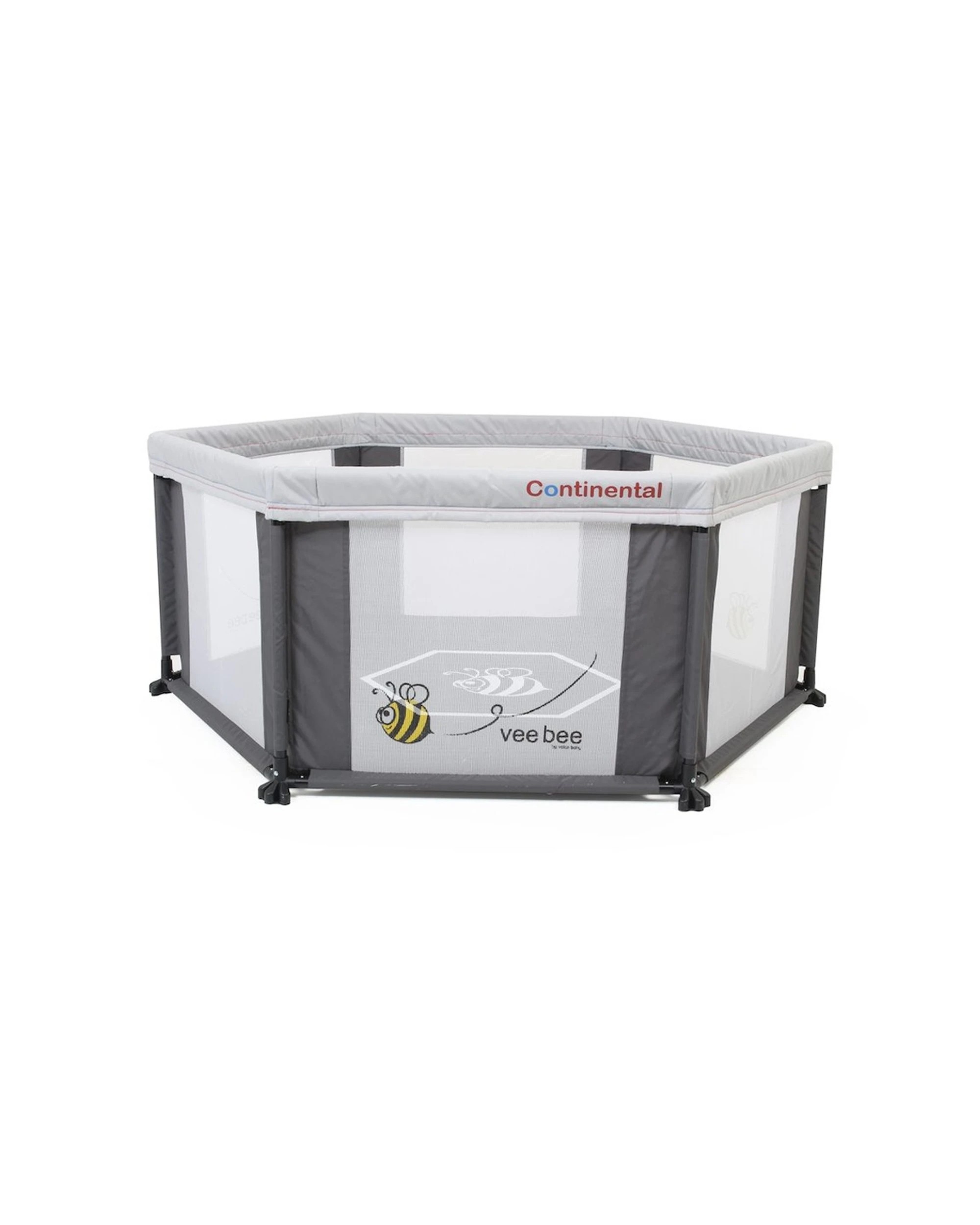 1 VeeBee Continental 6 Sided Play Yard Mesh Playpen Baby Safety 6 Months Plus - Grey, 1 of 1