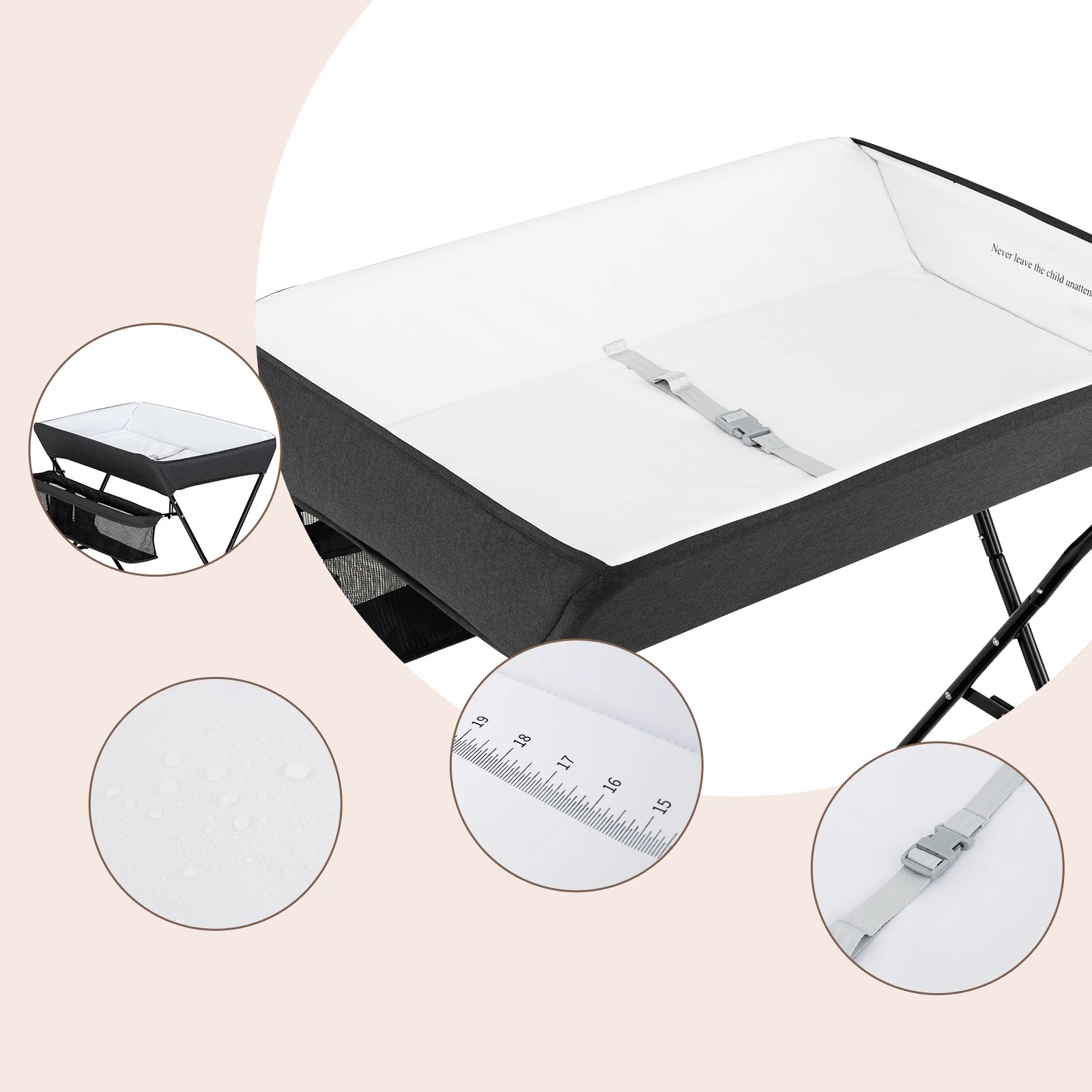 3 Costway Folding Change Table Nursery Organizer, 3 of 6