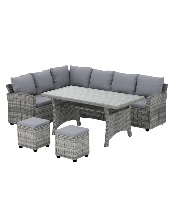 8 Seater Wicker Outdoor Dining Set
