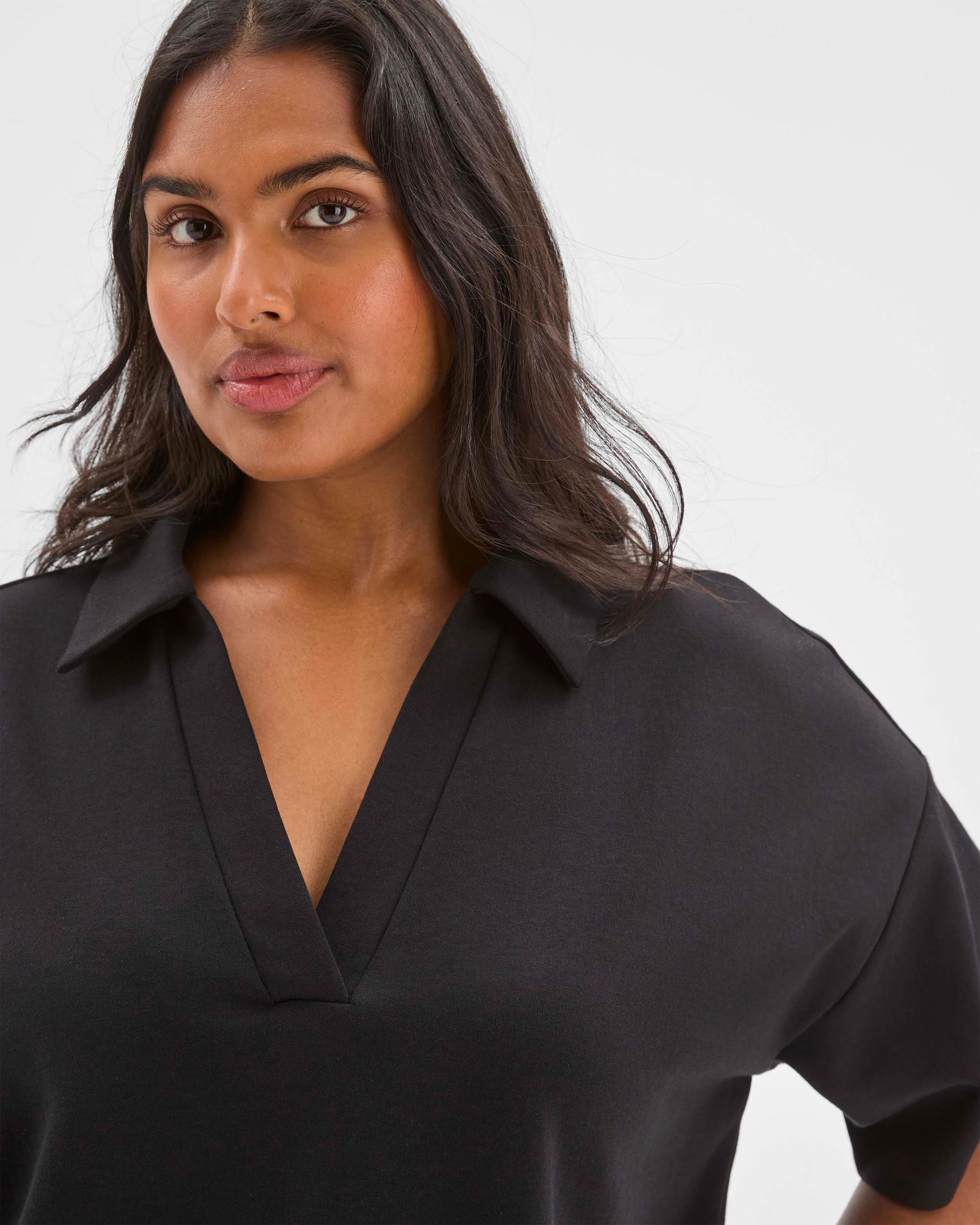 3 Target Curve Plus Size Australian Cotton Blend Polo Neck Interlock T-Shirt BLACK, 3 of 6