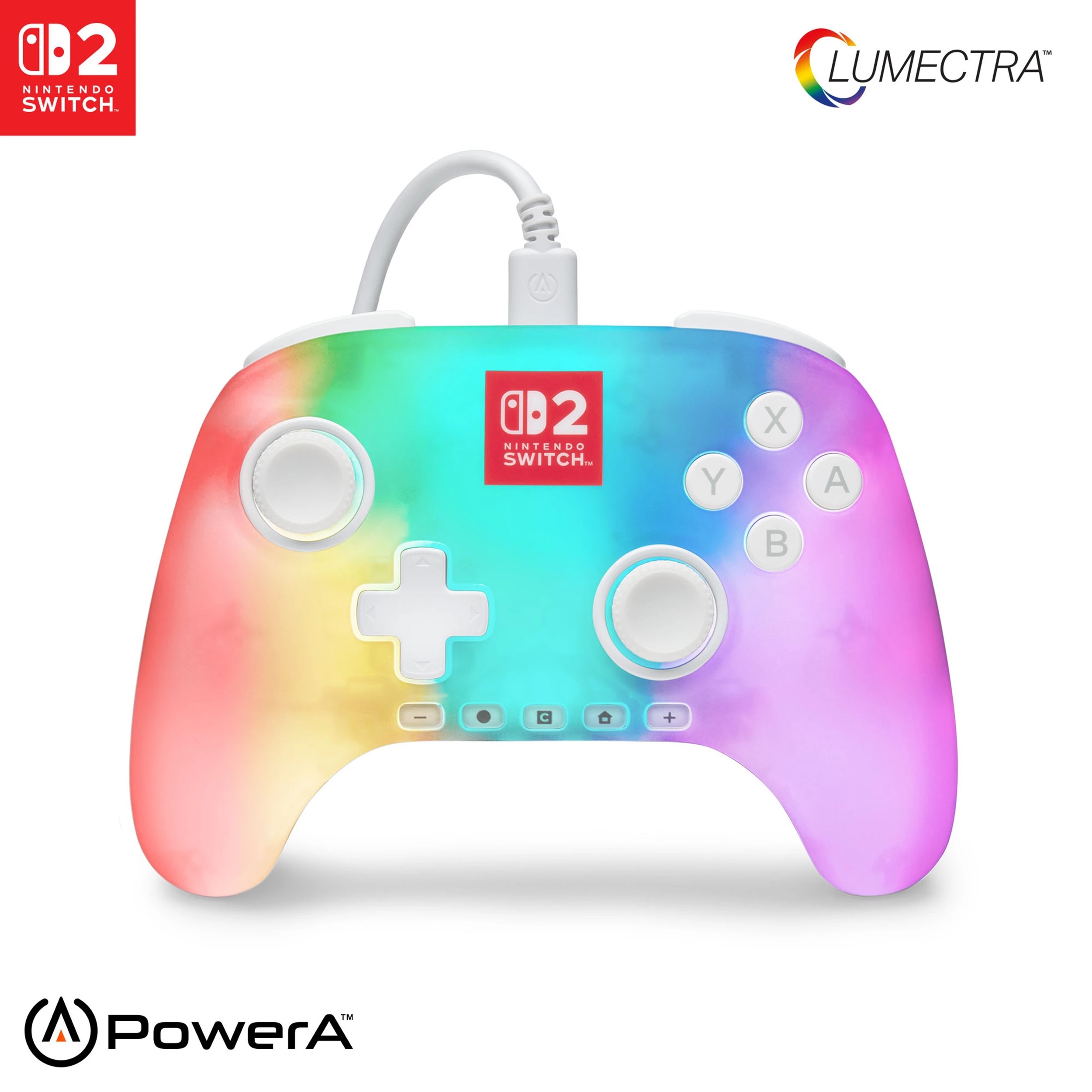 1 White Light Up Wired Controller Nintendo Switch 2 - White, 1 of 10