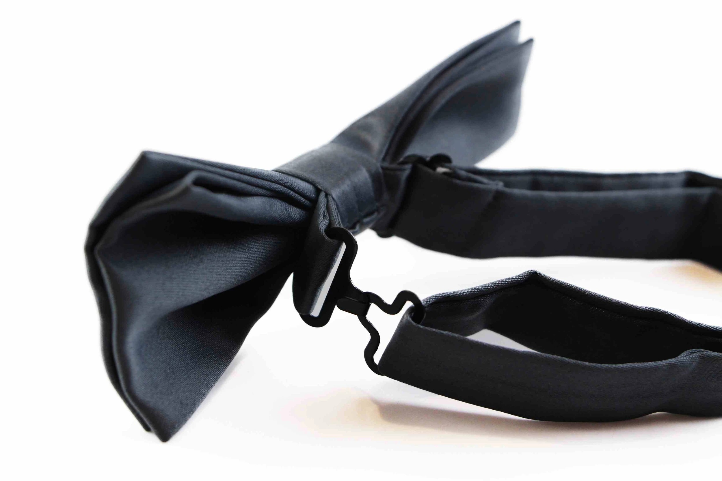 2 Zasel Mens Matt Solid Plain Gunmetal Colour Bow Tie - Silver, 2 of 5
